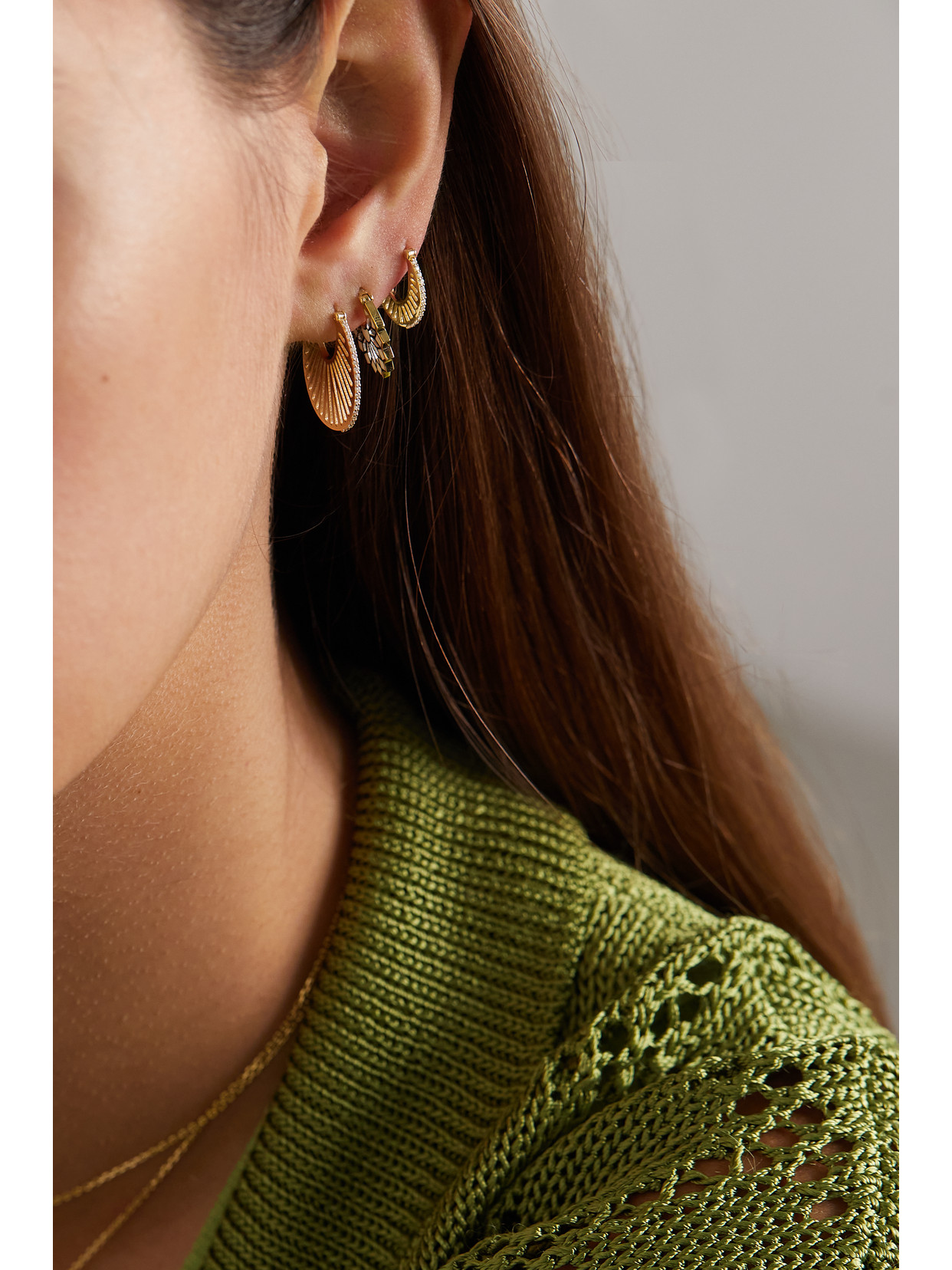 L'atelier Nawbar Flat Ray Large 18-karat Gold Diamond Hoop Earrings In Gold