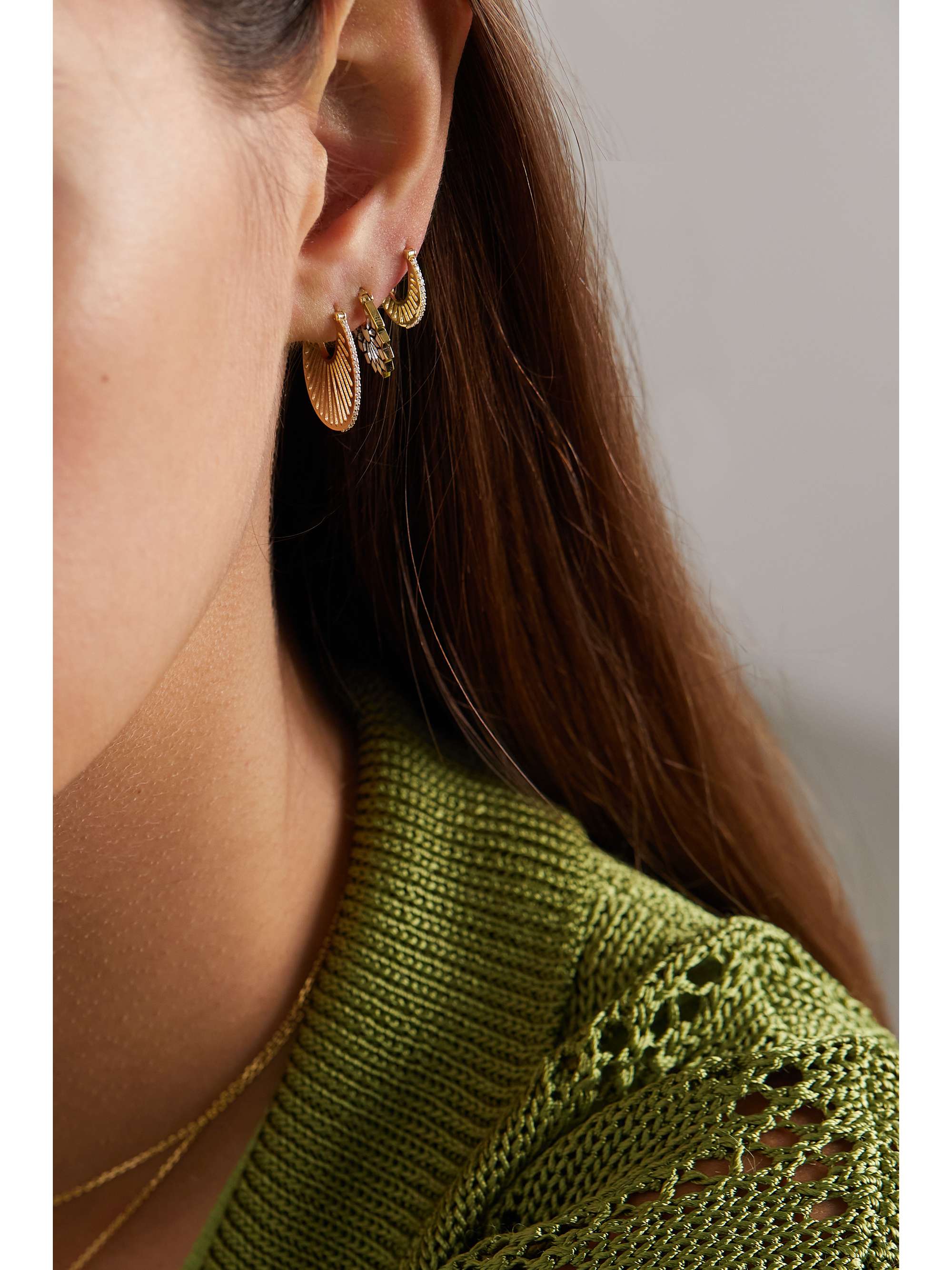 L'ATELIER NAWBAR Flat Ray large 18-karat gold diamond hoop earrings