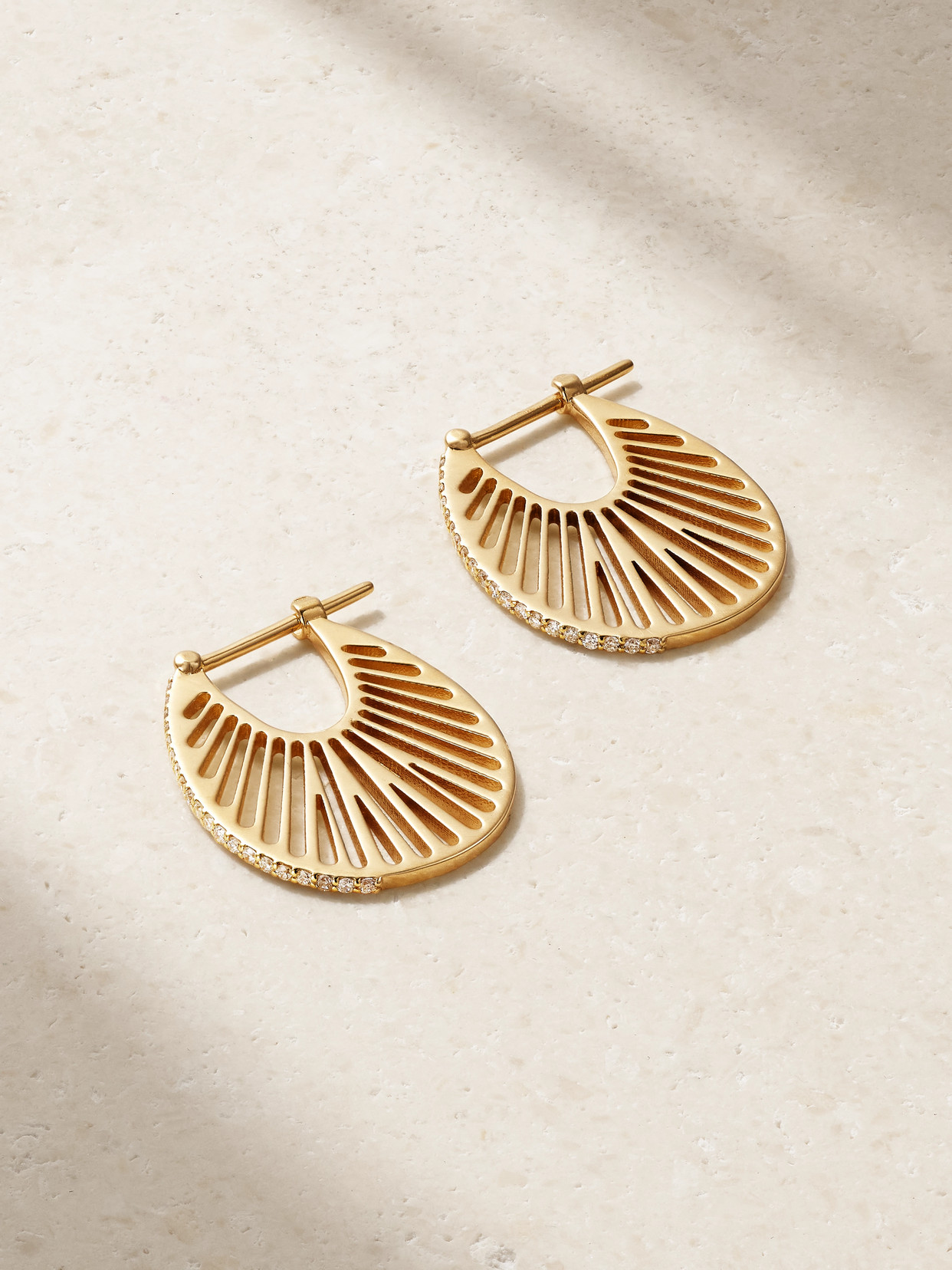 L'atelier Nawbar Flat Ray Large 18-karat Gold Diamond Hoop Earrings
