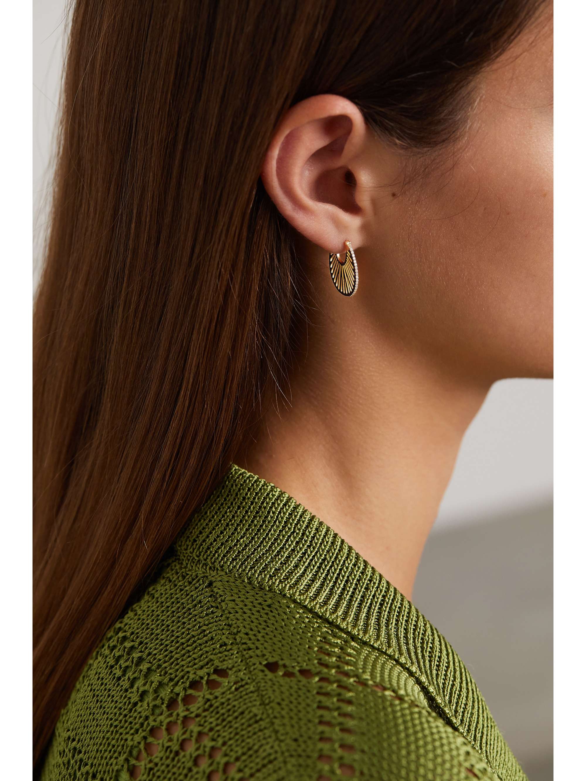 L'ATELIER NAWBAR Flat Ray large 18-karat gold diamond hoop earrings