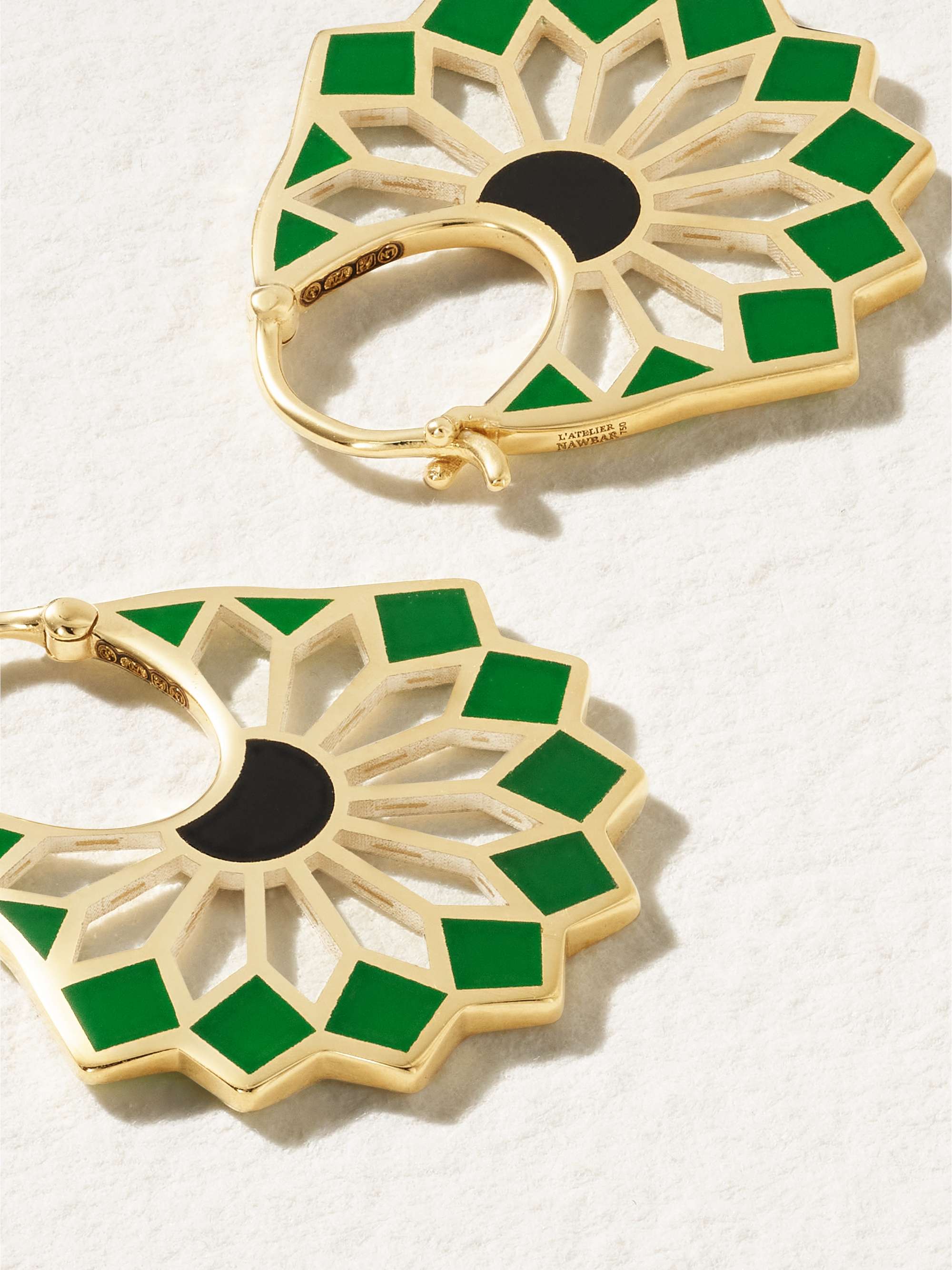 L'ATELIER NAWBAR The Mini Lady Sursock 18-karat gold enamel hoop earrings