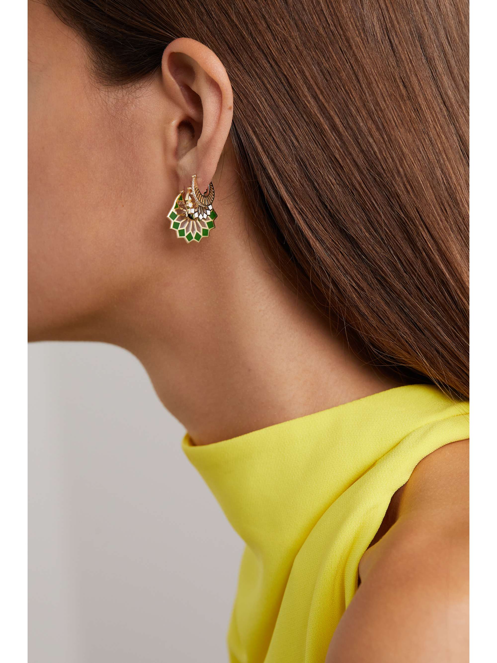 L'ATELIER NAWBAR The Mini Lady Sursock 18-karat gold enamel hoop earrings