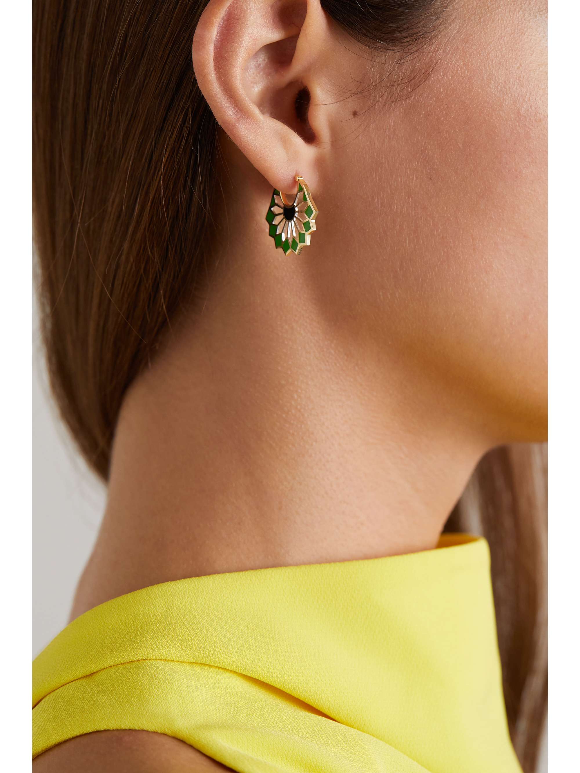 L'ATELIER NAWBAR The Mini Lady Sursock 18-karat gold enamel hoop earrings