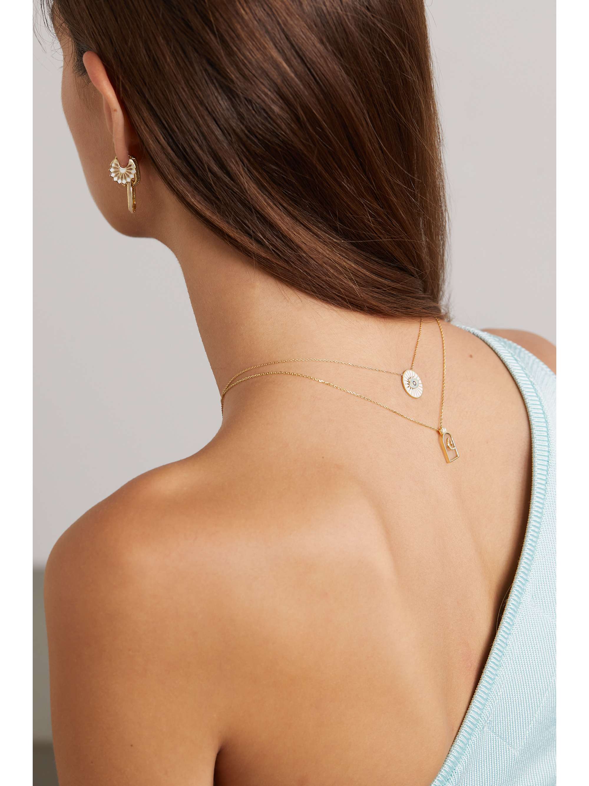 L'ATELIER NAWBAR The Mini Lady Sursock 18-karat gold enamel hoop earrings