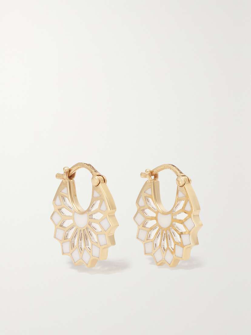 L’Atelier Nawbar The Mini Lady Sursock 18-karat Gold Enamel Hoop Earrings