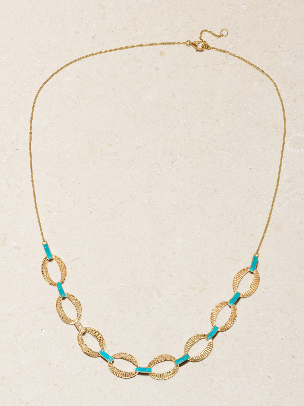 L'Atelier Nawbar - Chunky Chain 18-karat Gold, Enamel And Diamond Necklace - Blue