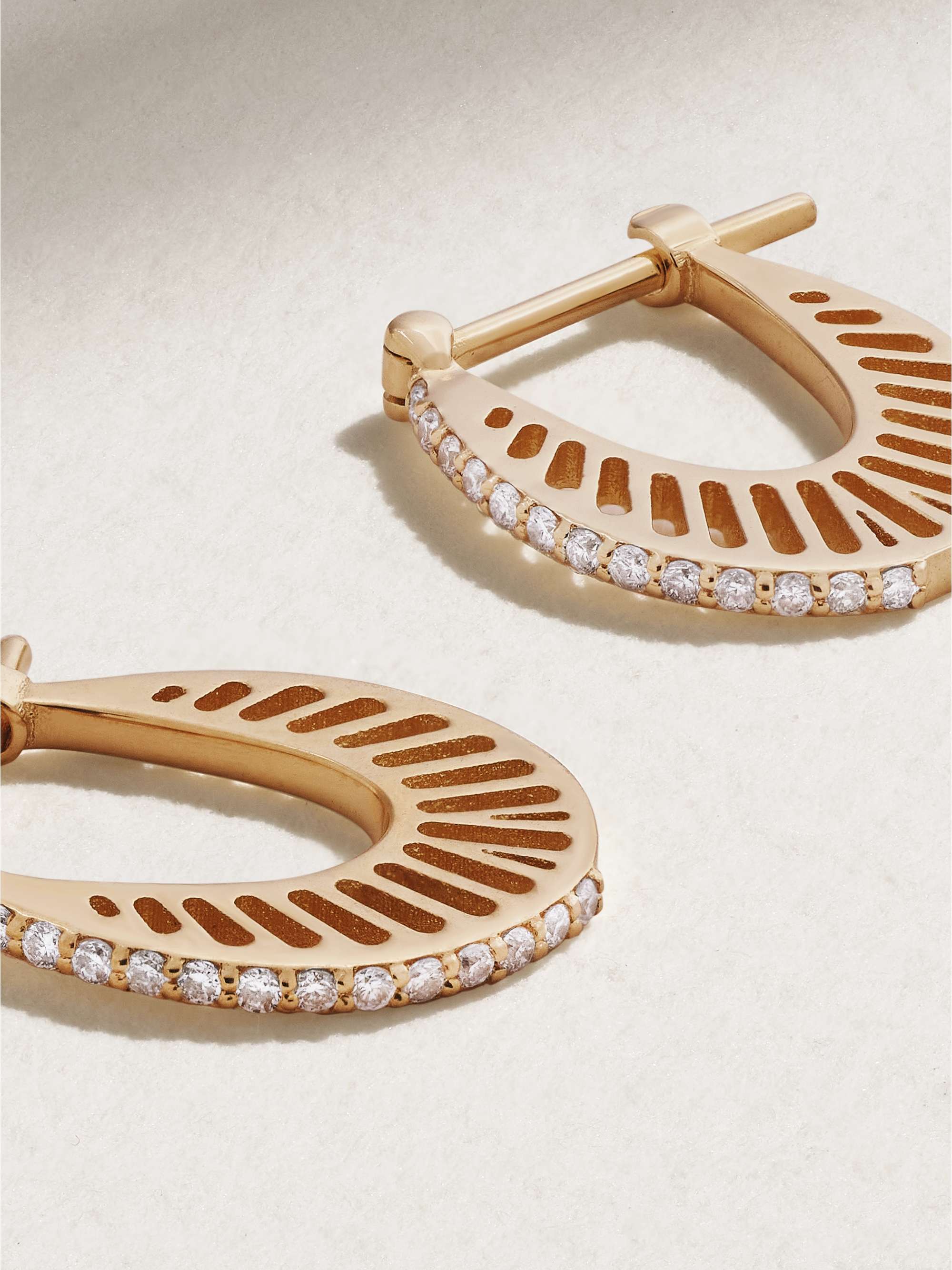 L'ATELIER NAWBAR Flat Ray small 18-karat gold diamond hoop earrings