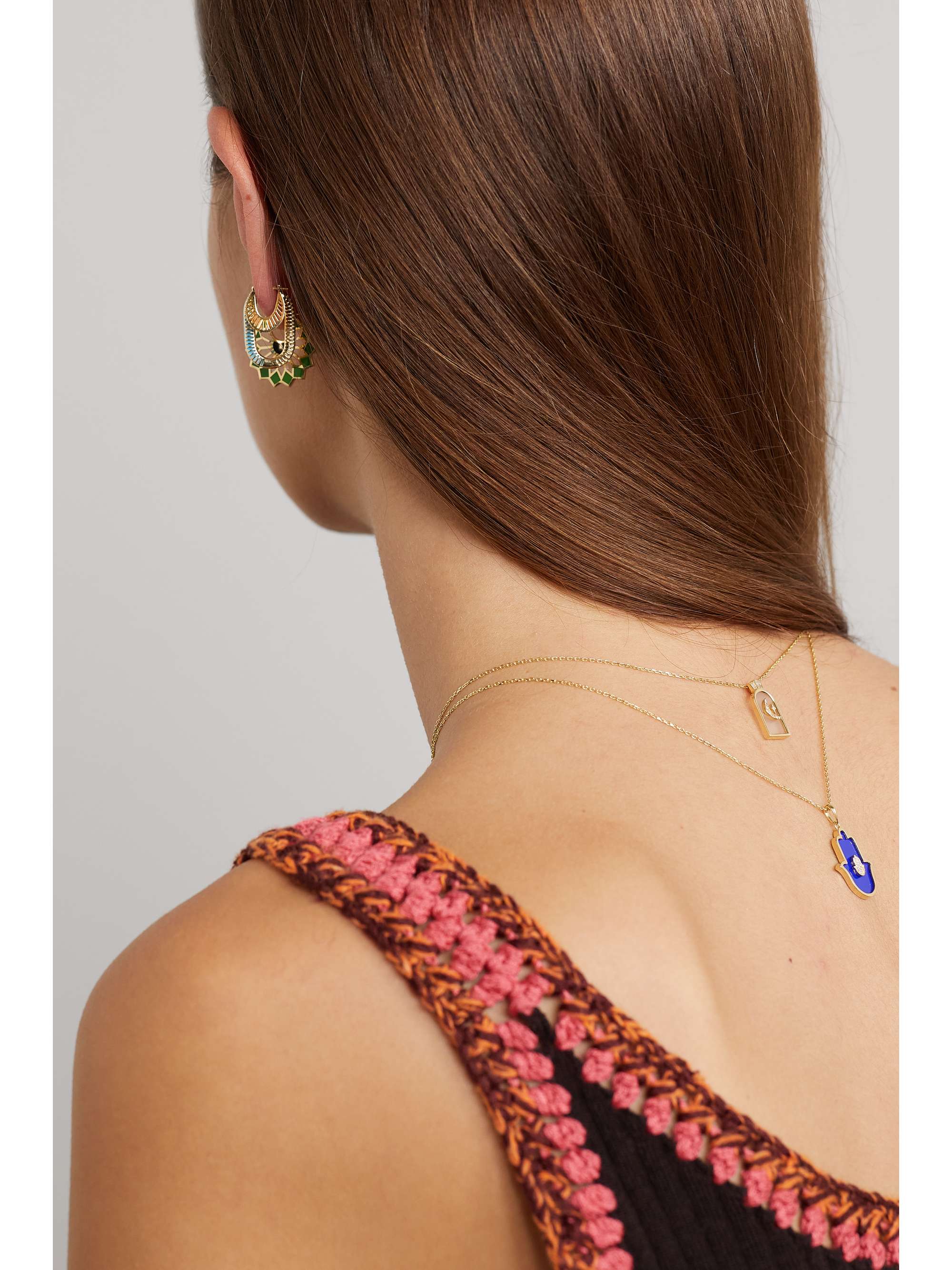 L'ATELIER NAWBAR Flat Ray small 18-karat gold diamond hoop earrings