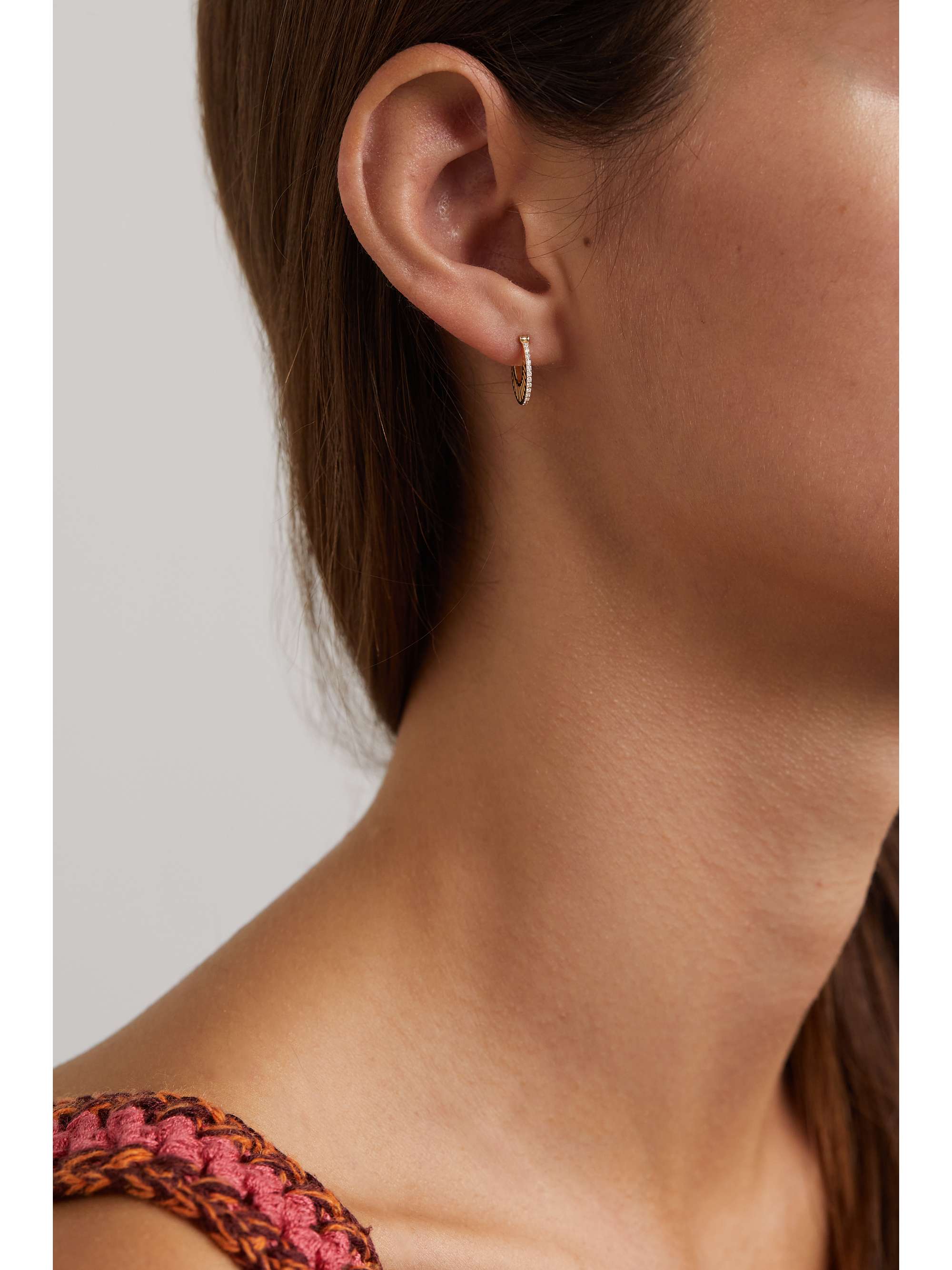 L'ATELIER NAWBAR Flat Ray small 18-karat gold diamond hoop earrings
