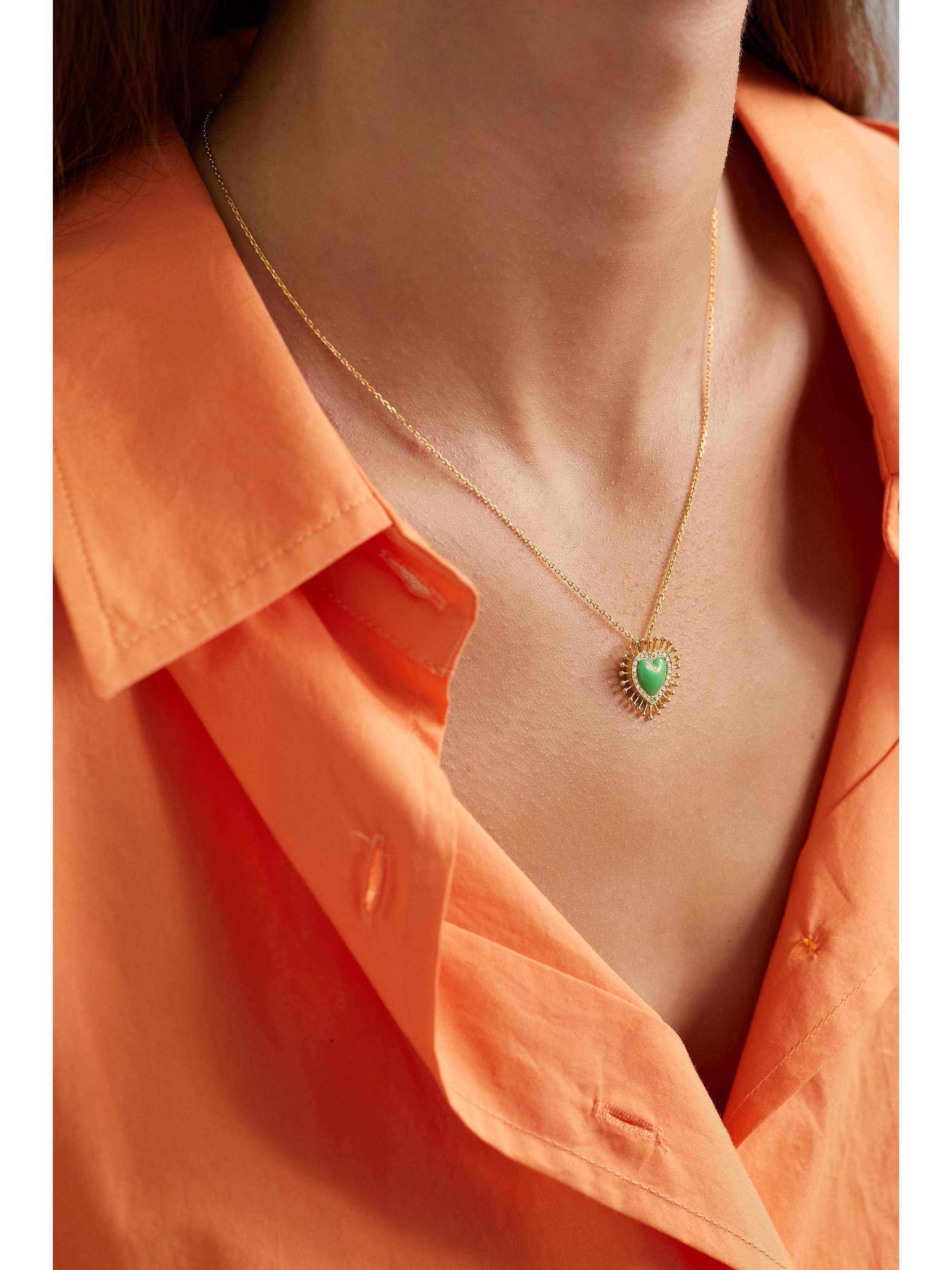 L'ATELIER NAWBAR All Hearts On Me 18-karat gold, enamel and diamond necklace