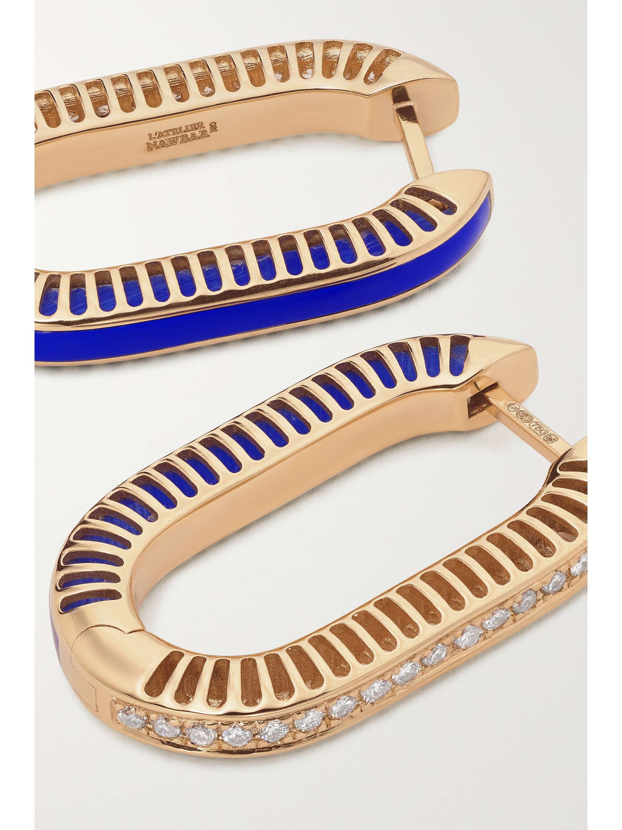 L'ATELIER NAWBAR Lock Ray large 18-karat gold, lapis lazuli and diamond earrings