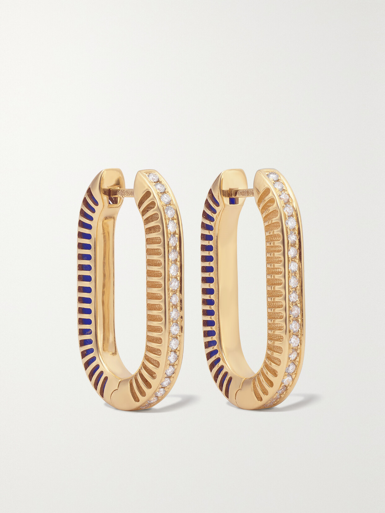 L'atelier Nawbar Lock Ray Large 18-karat Gold, Lapis Lazuli And Diamond Earrings