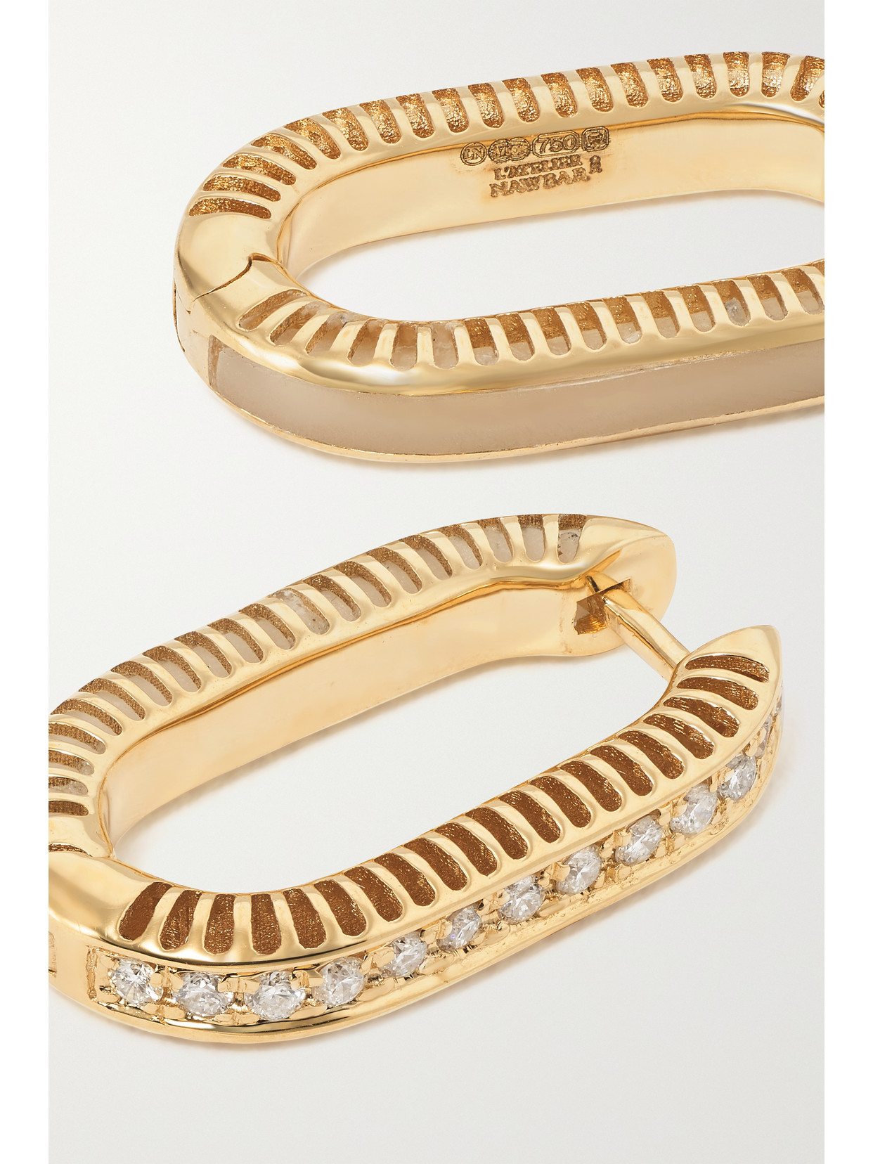 L'atelier Nawbar Lock Ray Small 18-karat Gold, Mother-of-pearl And Diamond Earrings In Gold