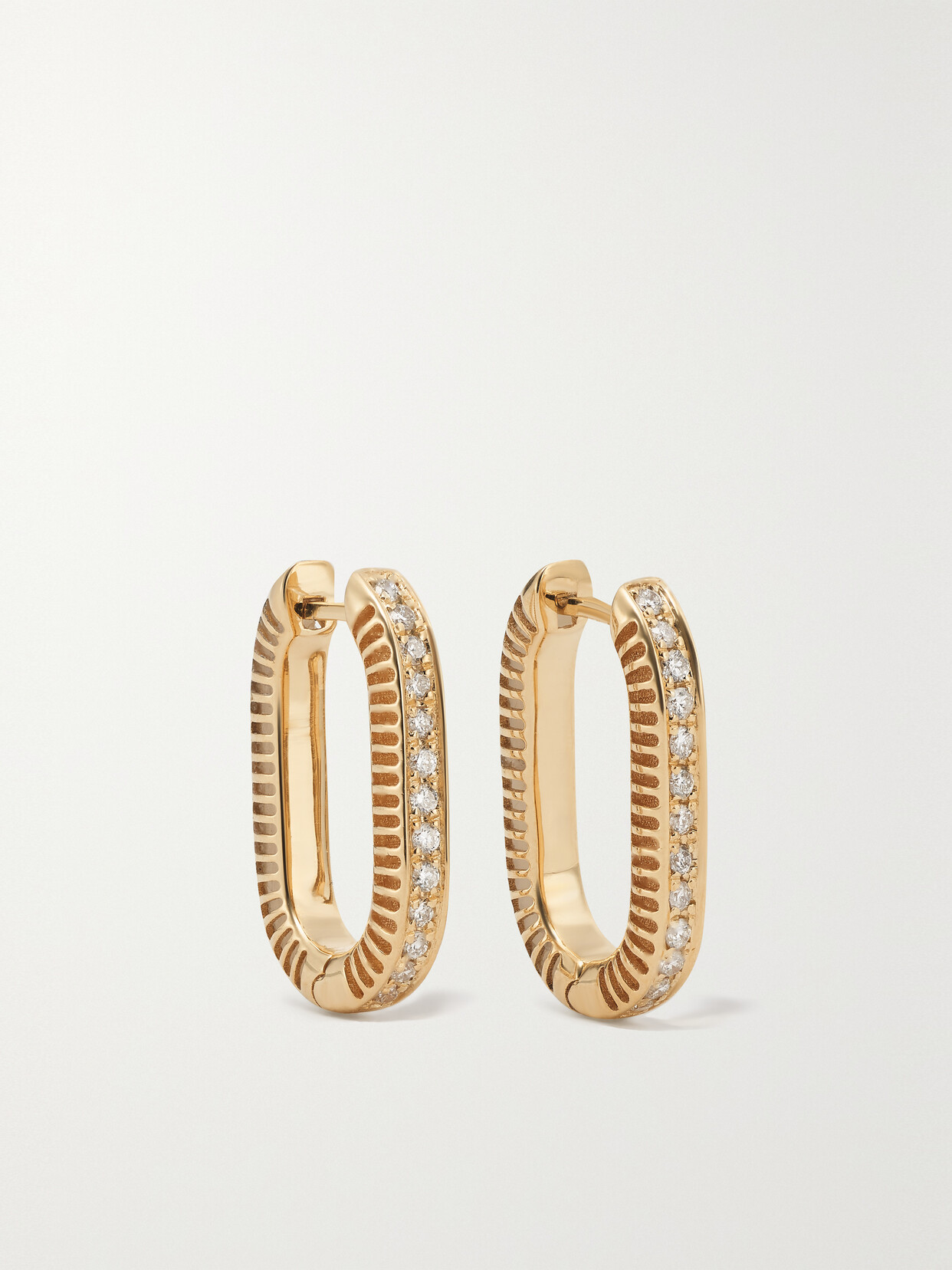 L'atelier Nawbar Lock Ray Small 18-karat Gold, Mother-of-pearl And Diamond Earrings