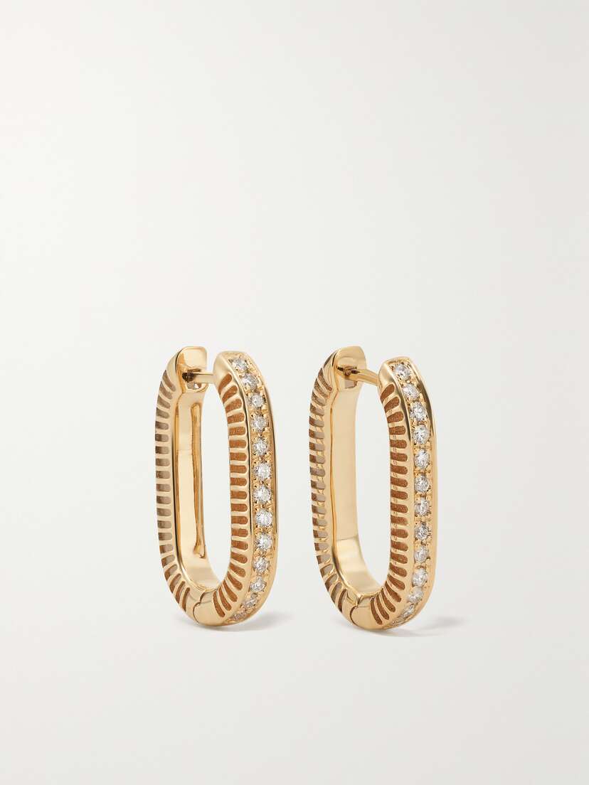 L’Atelier Nawbar Lock Ray Small 18-karat Gold, Mother-of-pearl And Diamond Earrings