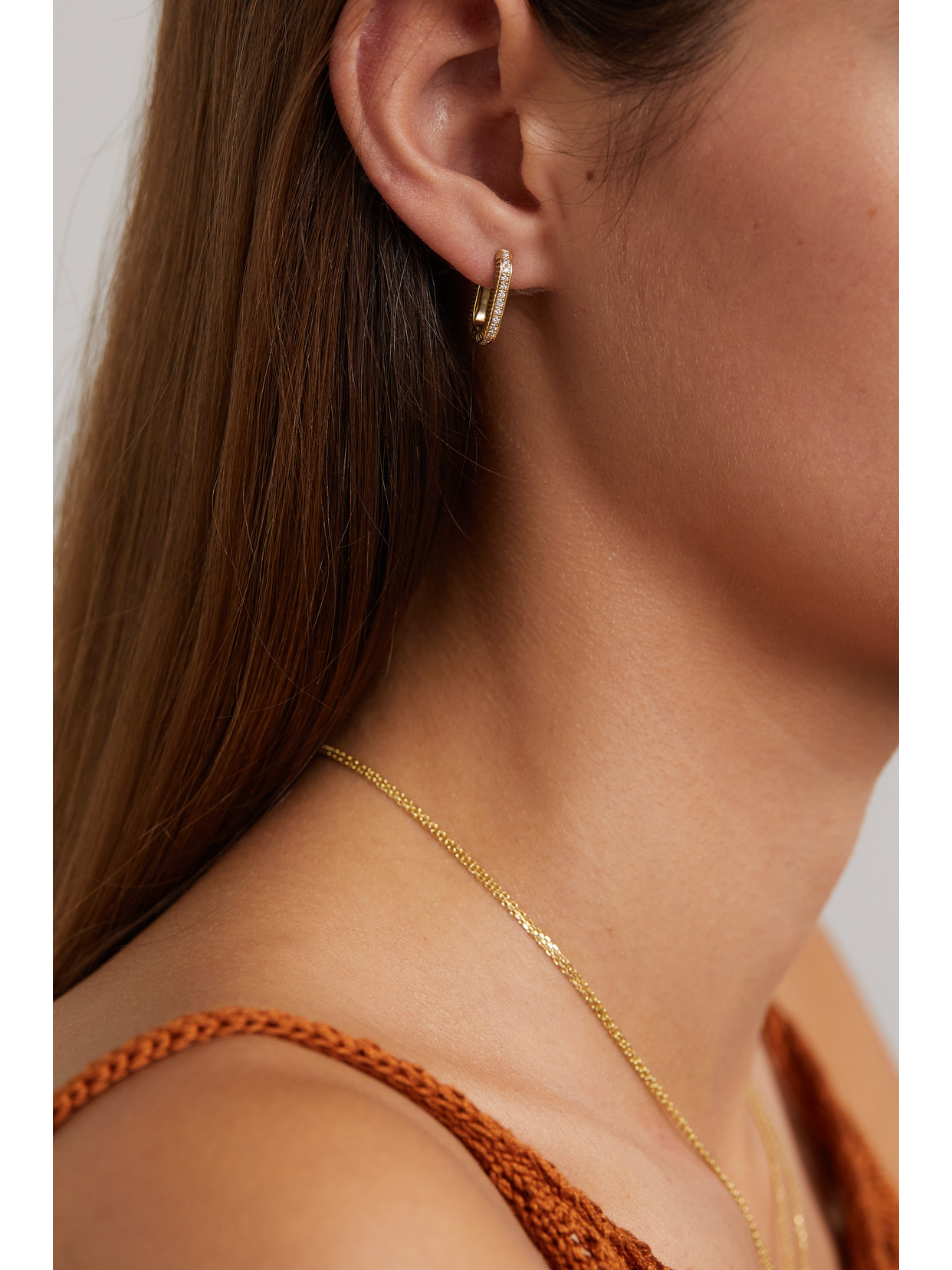L'atelier Nawbar Lock Ray Small 18-karat Gold, Mother-of-pearl And Diamond Earrings In Gold