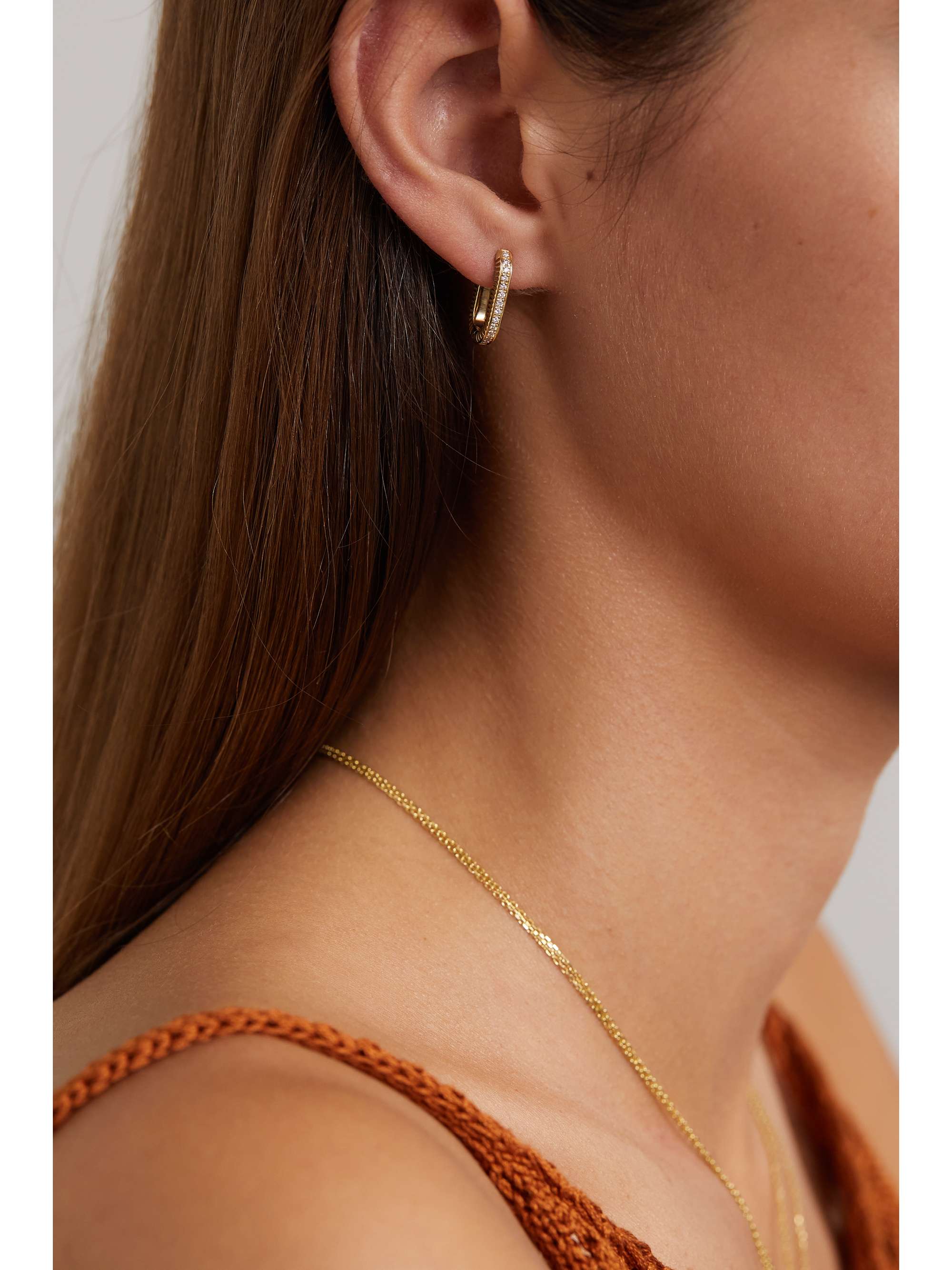 L'ATELIER NAWBAR Lock Ray small 18-karat gold, mother-of-pearl and diamond earrings