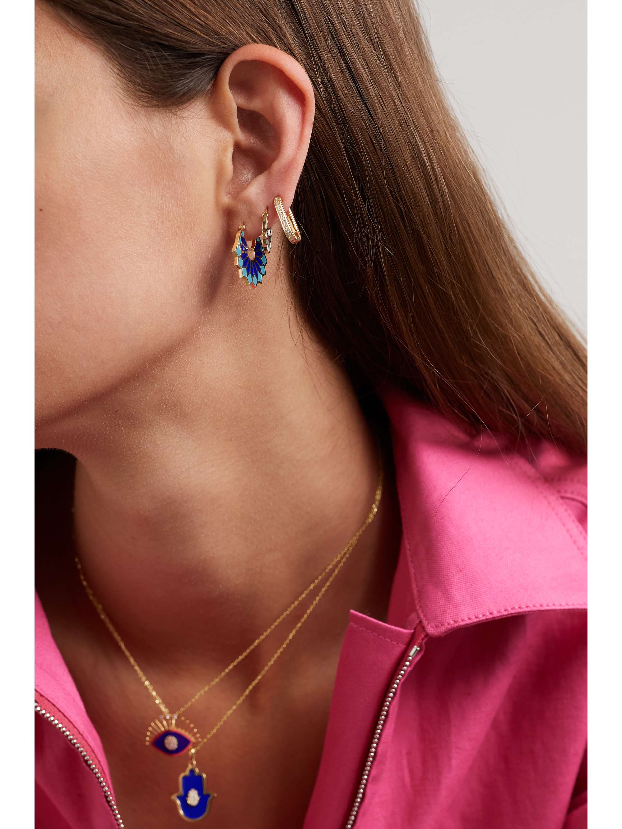 L'ATELIER NAWBAR The Mini Lady Sursock 18-karat gold enamel hoop earrings