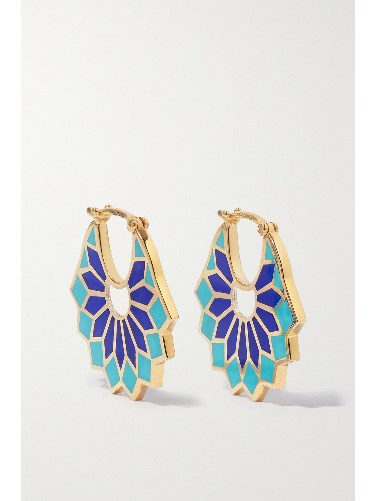 Shop L'atelier Nawbar The Mini Lady Sursock 18-karat Gold Enamel Hoop Earrings