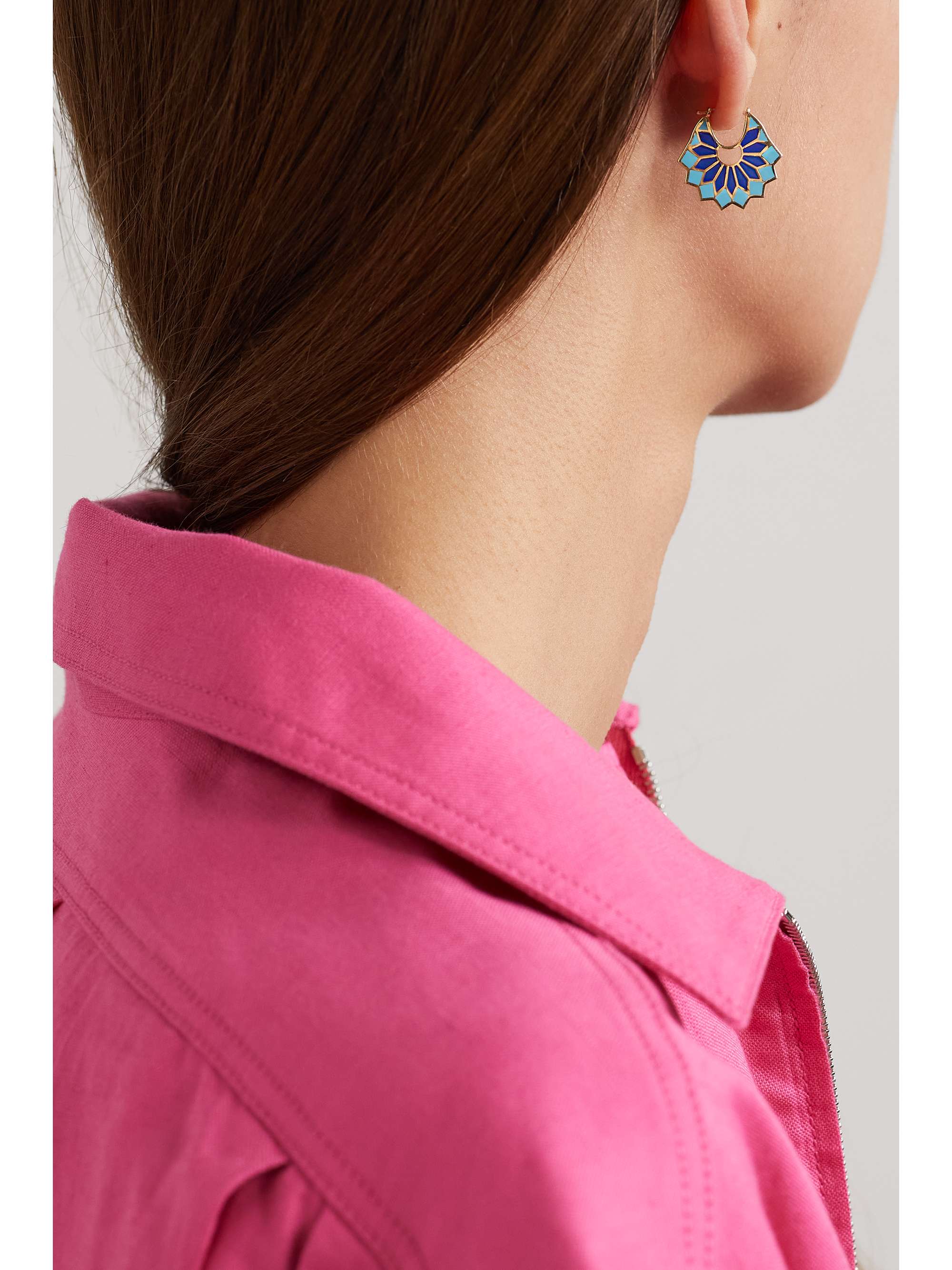 L'ATELIER NAWBAR The Mini Lady Sursock 18-karat gold enamel hoop earrings