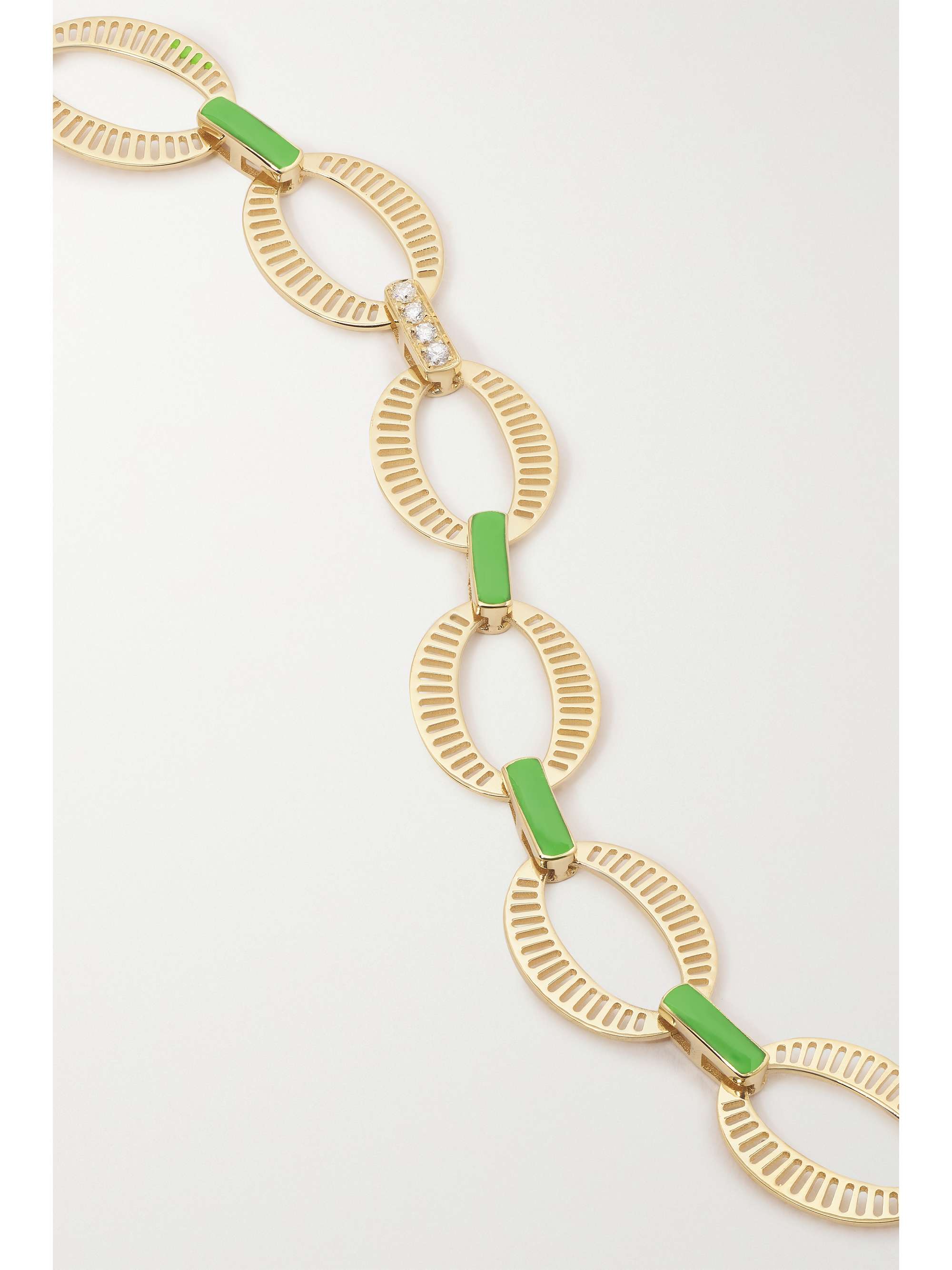 L'ATELIER NAWBAR Chunky Chain 18-karat gold, enamel and diamond necklace