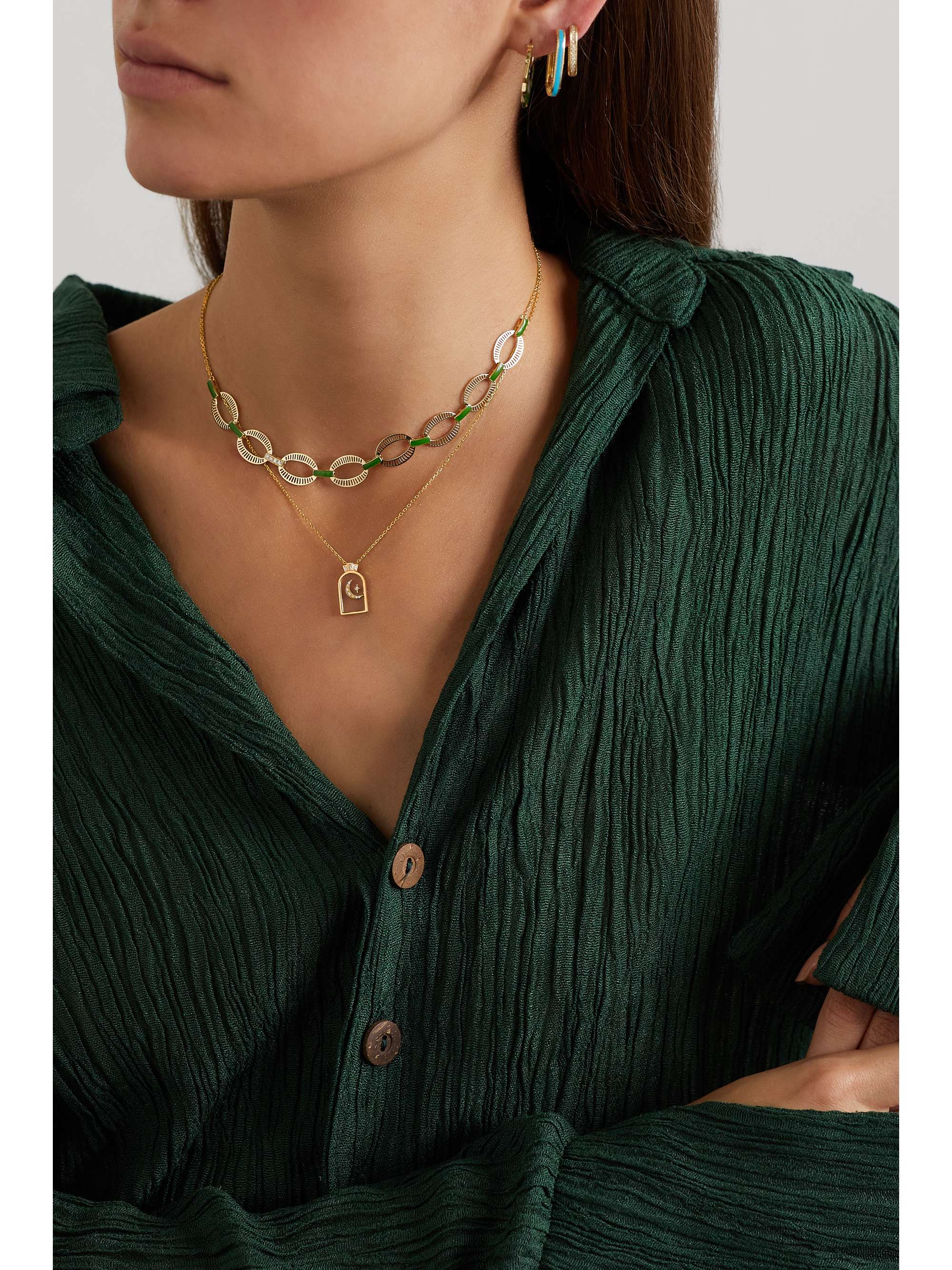 L'ATELIER NAWBAR Hilal 18-karat gold, rock crystal and diamond necklace