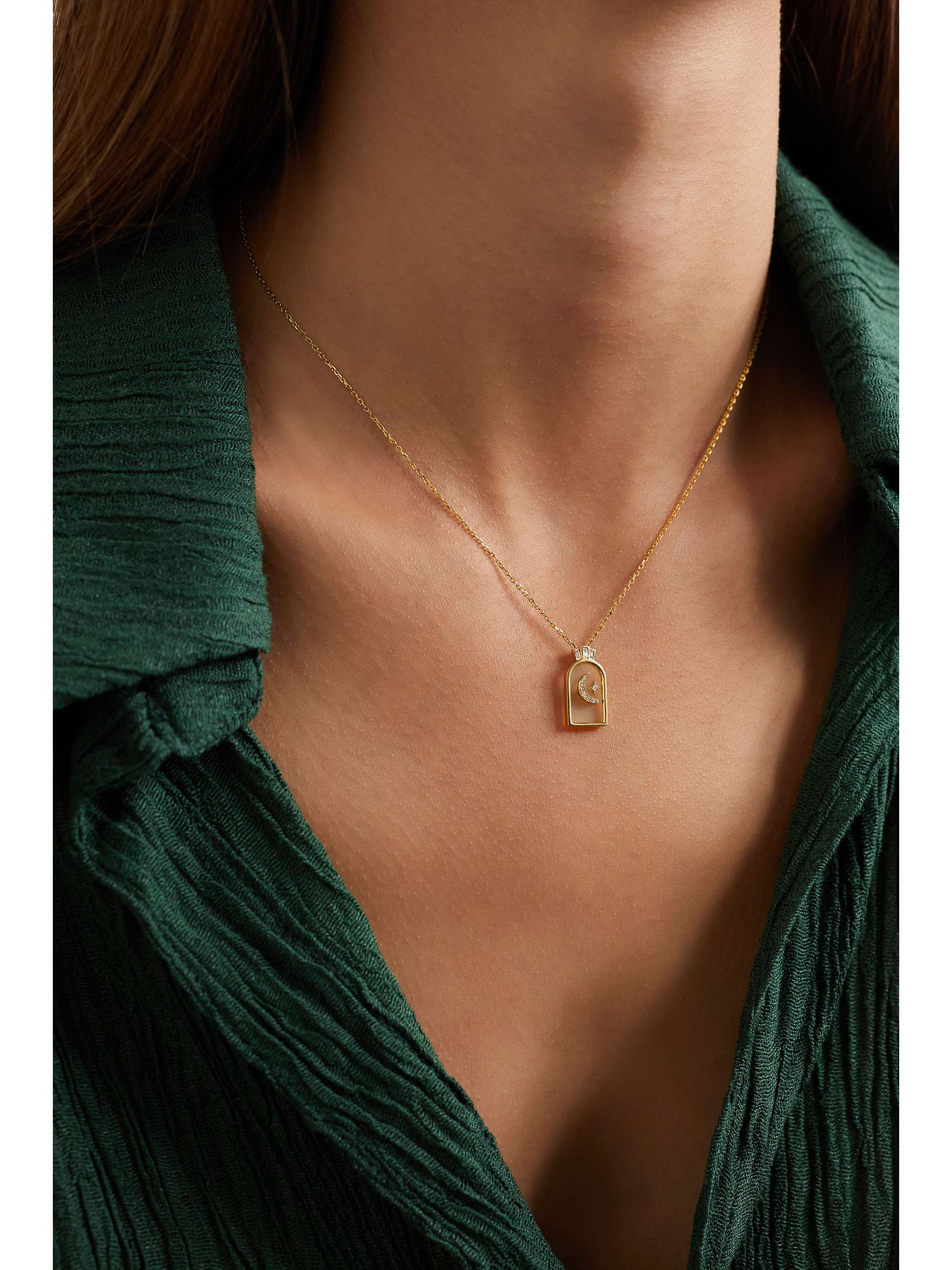 L'ATELIER NAWBAR Hilal 18-karat gold, rock crystal and diamond necklace