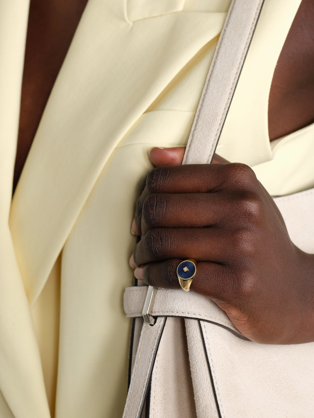 L'atelier Nawbar Radiate Eternity 18-karat Gold, Enamel And Diamond Signet Ring In Blue