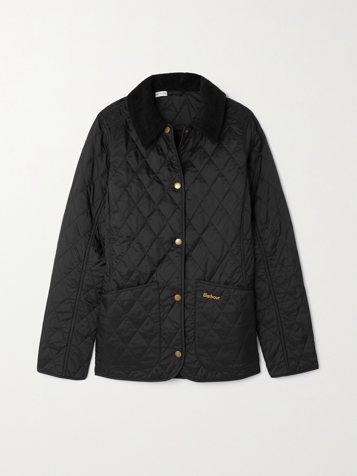 Shop Barbour Annandale Corduroy-trimmed Quilted Shell Jacket In Black