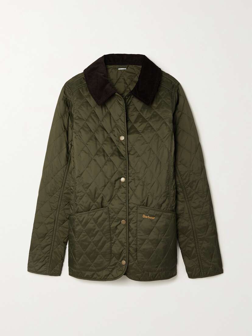 Barbour Annandale Corduroy-trimmed Quilted Shell Jacket - UK 18
