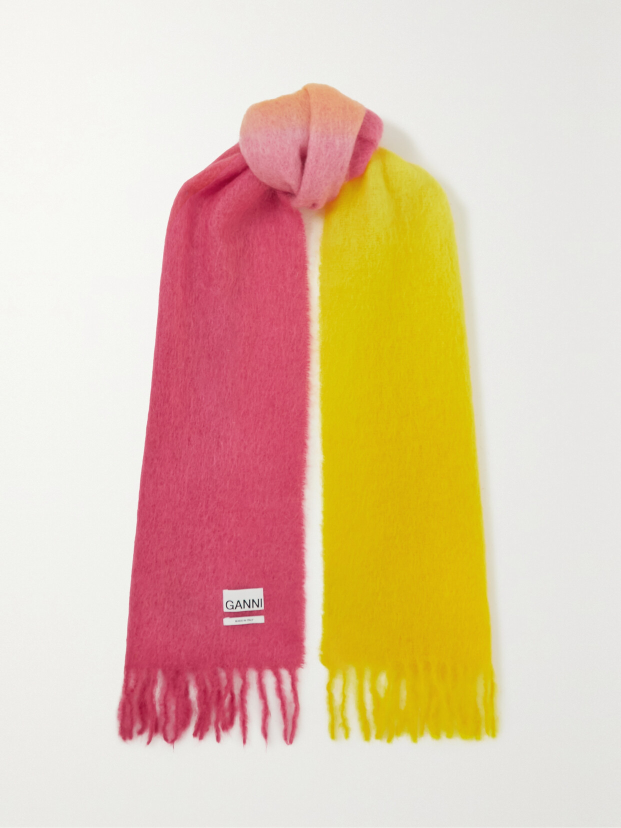 GANNI OMBRÉ MOHAIR-BLEND SCARF