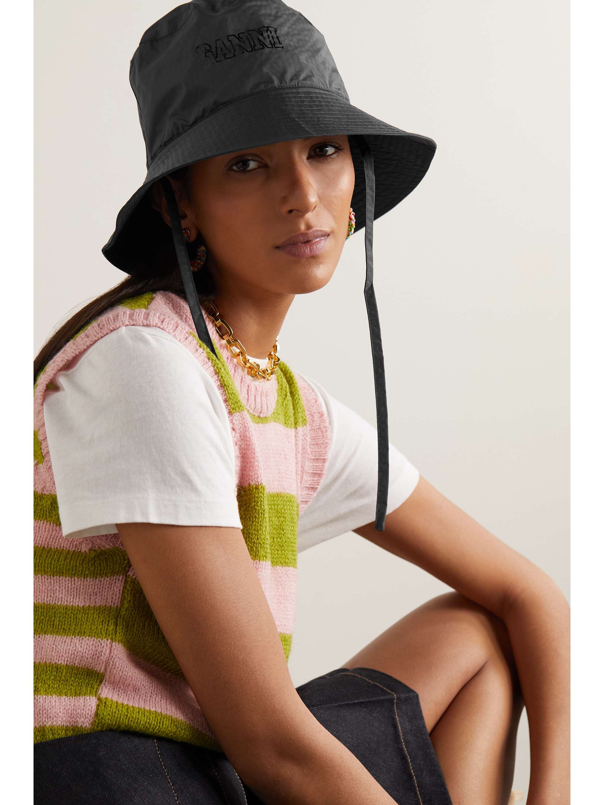 GANNI Printed ripstop bucket hat