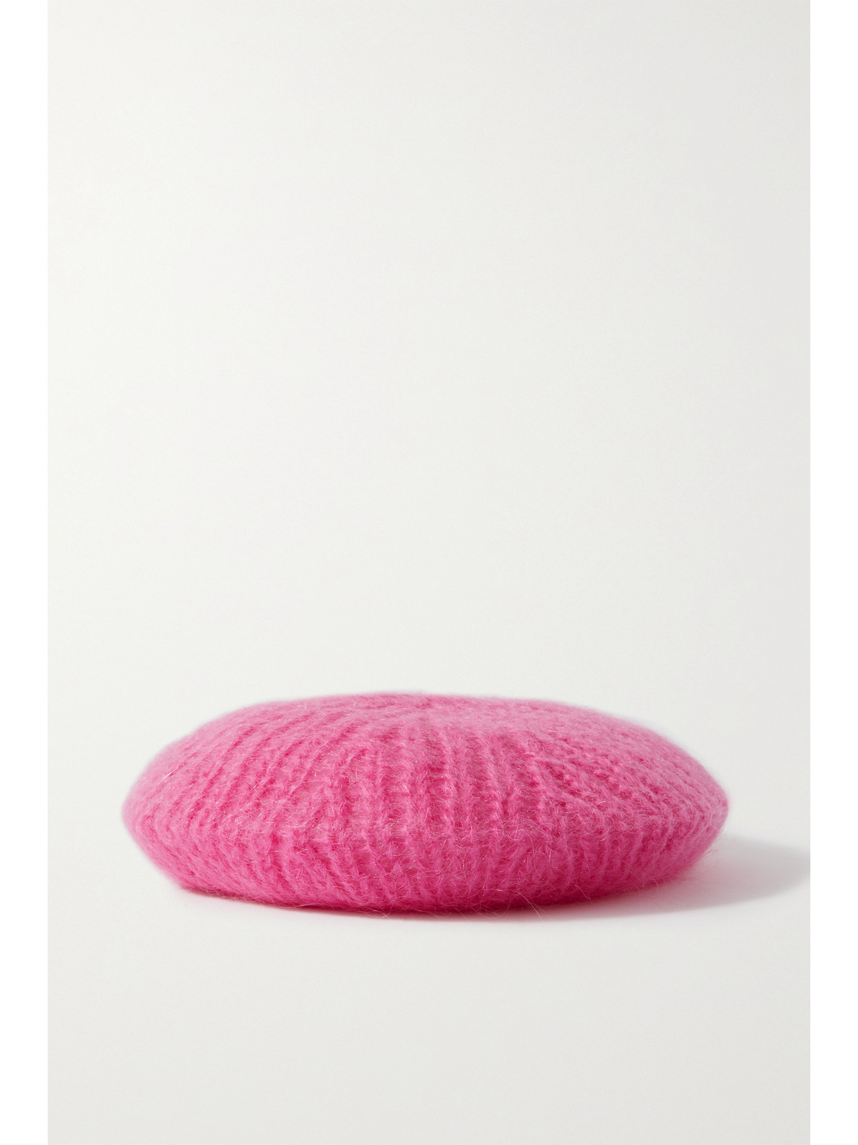 GANNI - Embroidered Ribbed Mohair-blend Beret - Pink