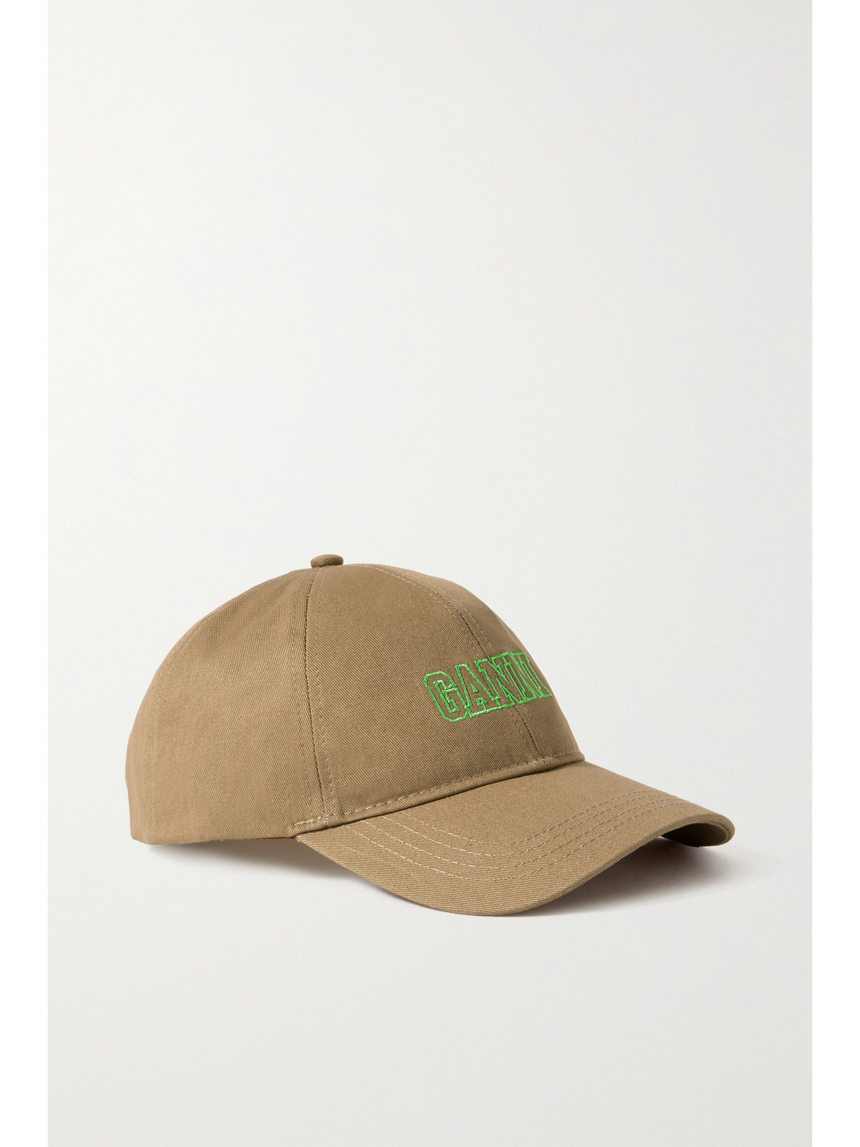 GANNI - Embroidered Organic Cotton-twill Baseball Cap - Neutrals