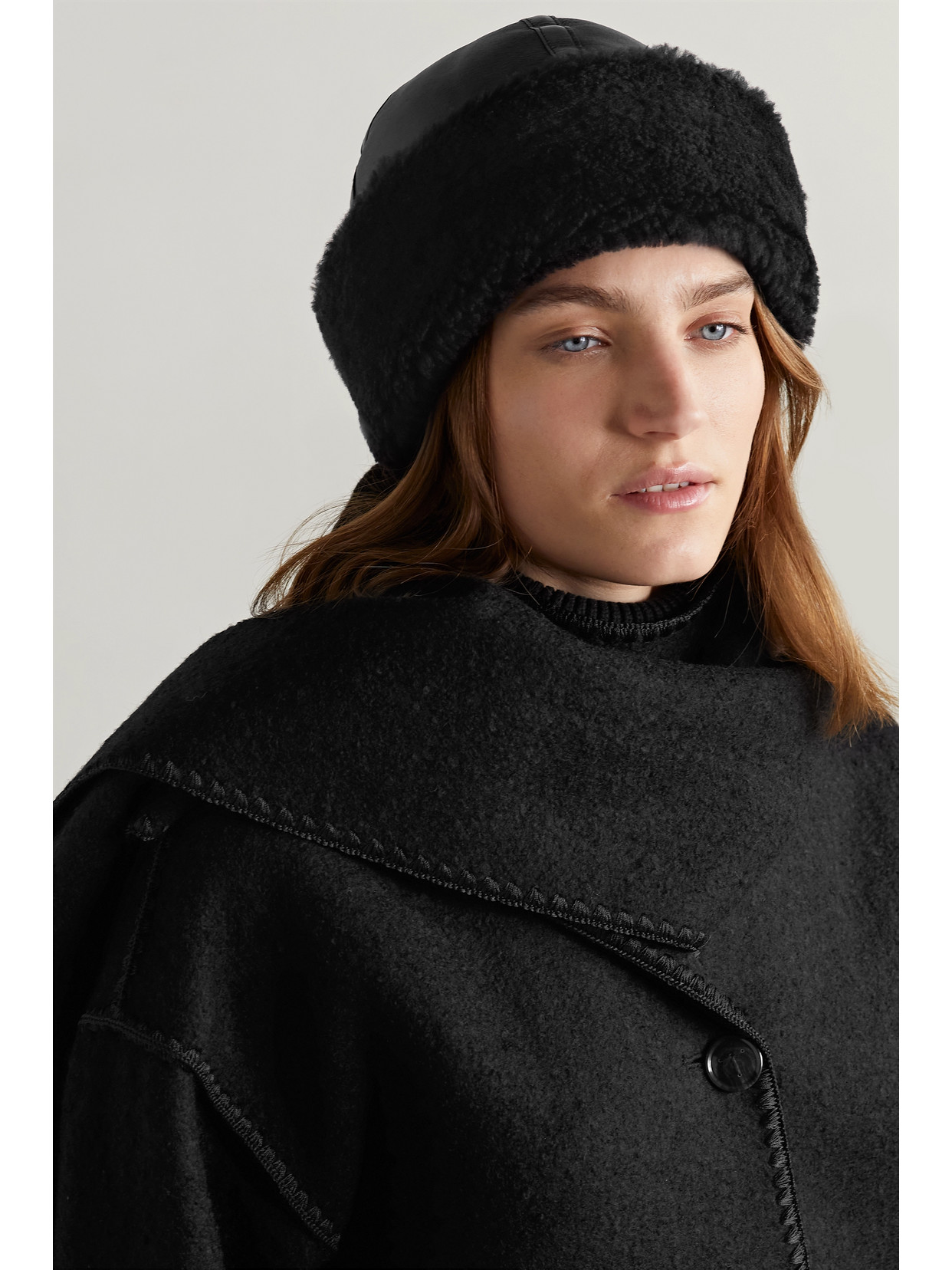 Shop Totême Shearling Hat In Black