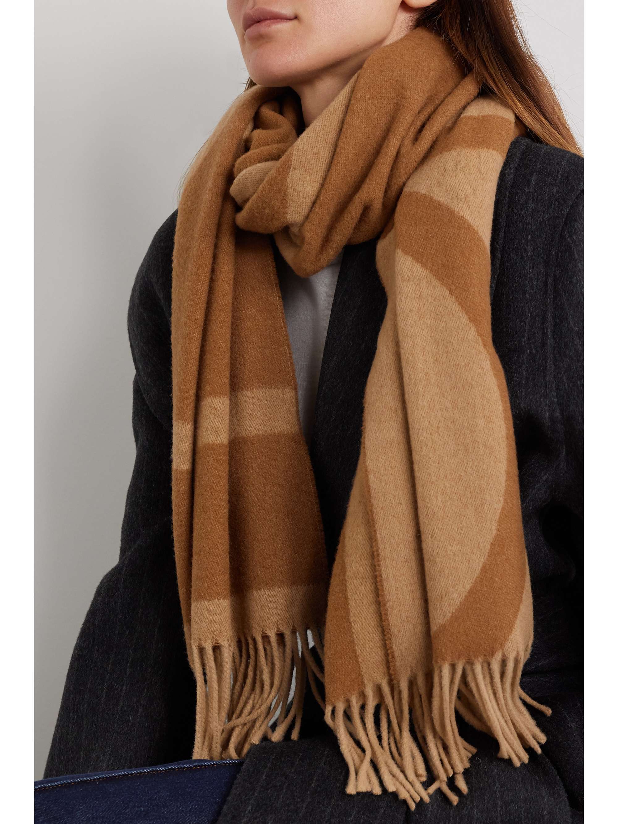 TOTEME Fringed Wool Scarf - Women - Brown Scarves and Wraps