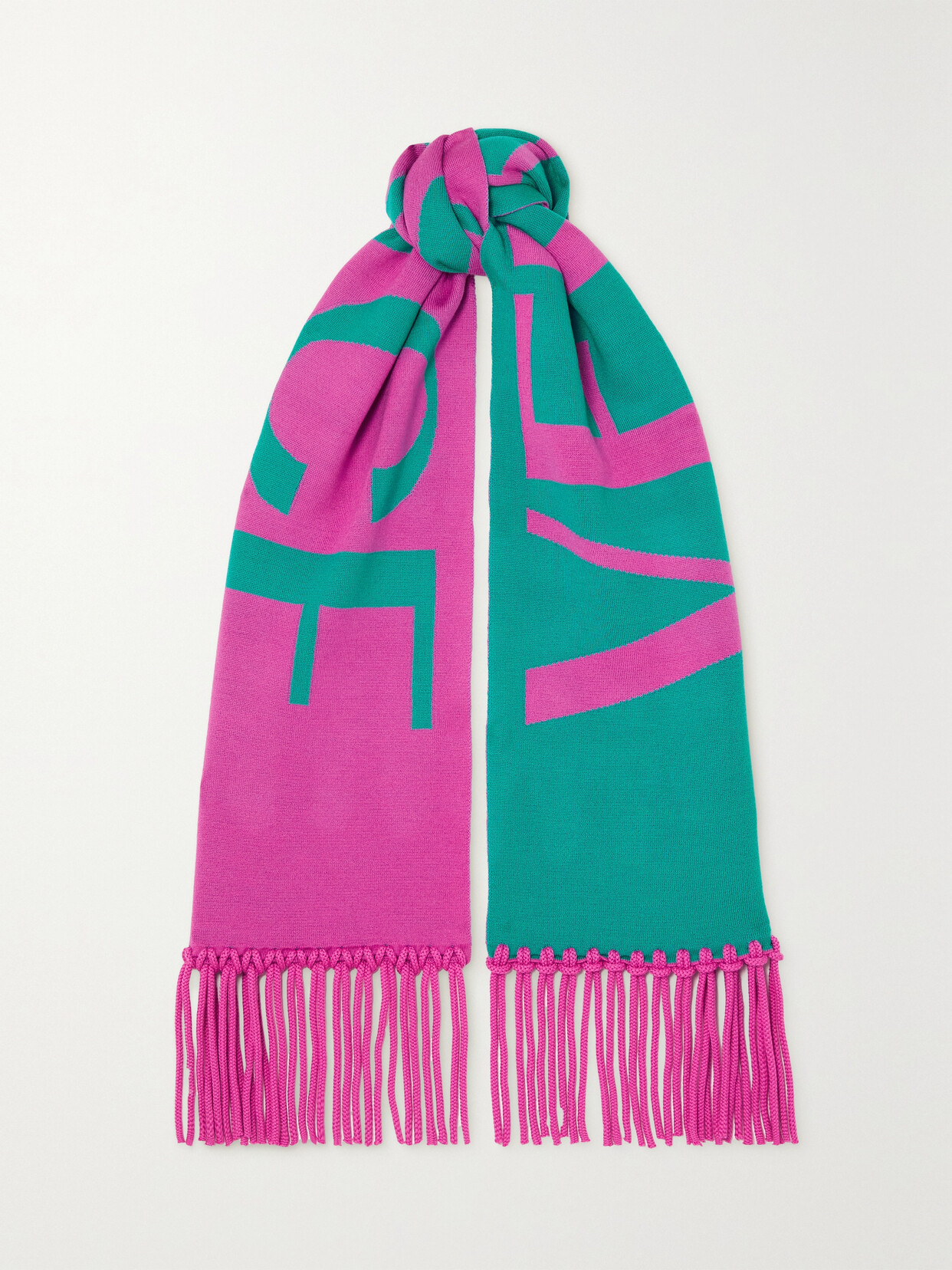 Versace - Fringed Wool-jacquard Scarf - Pink