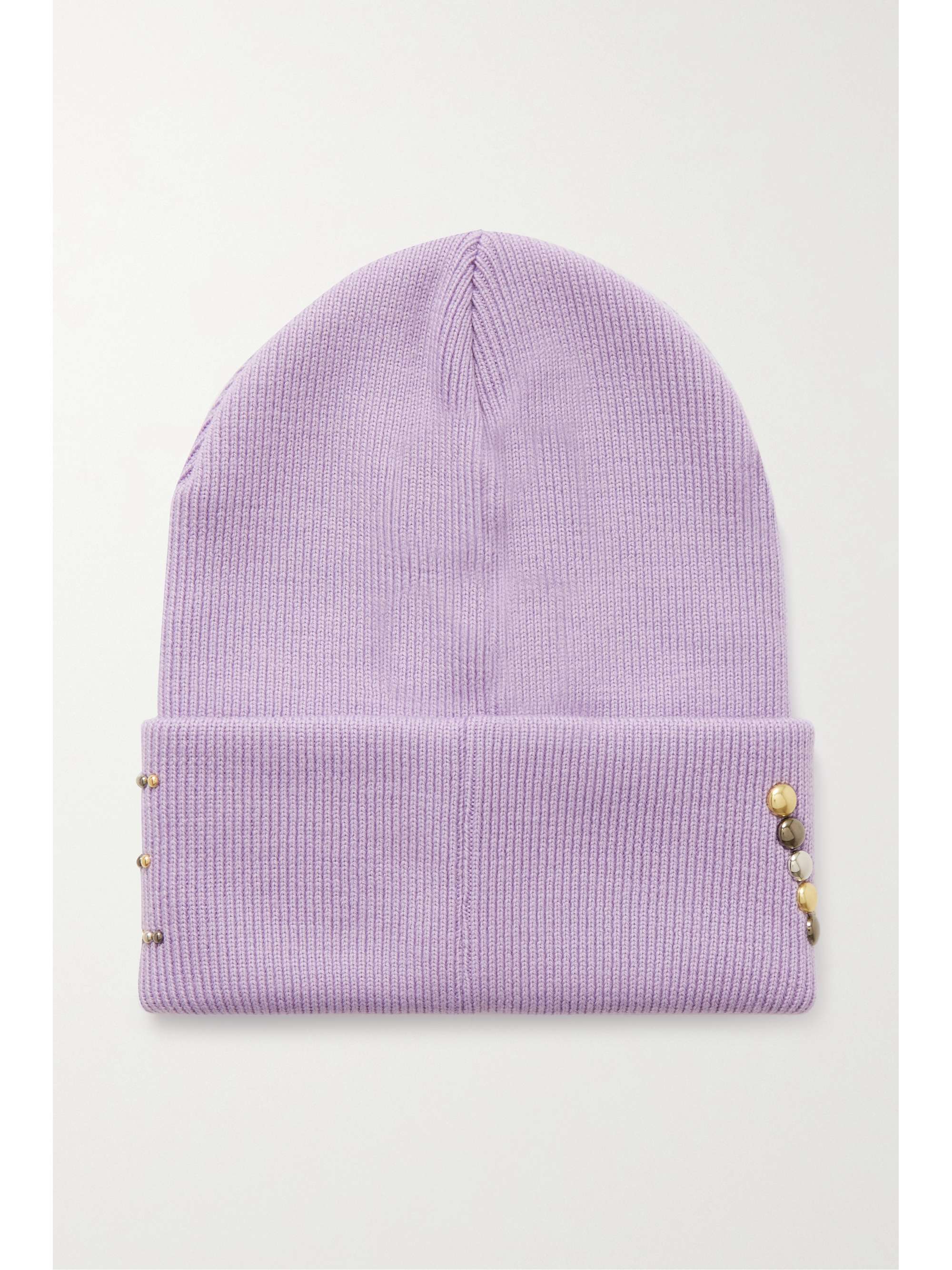 VERSACE Studded ribbed wool beanie