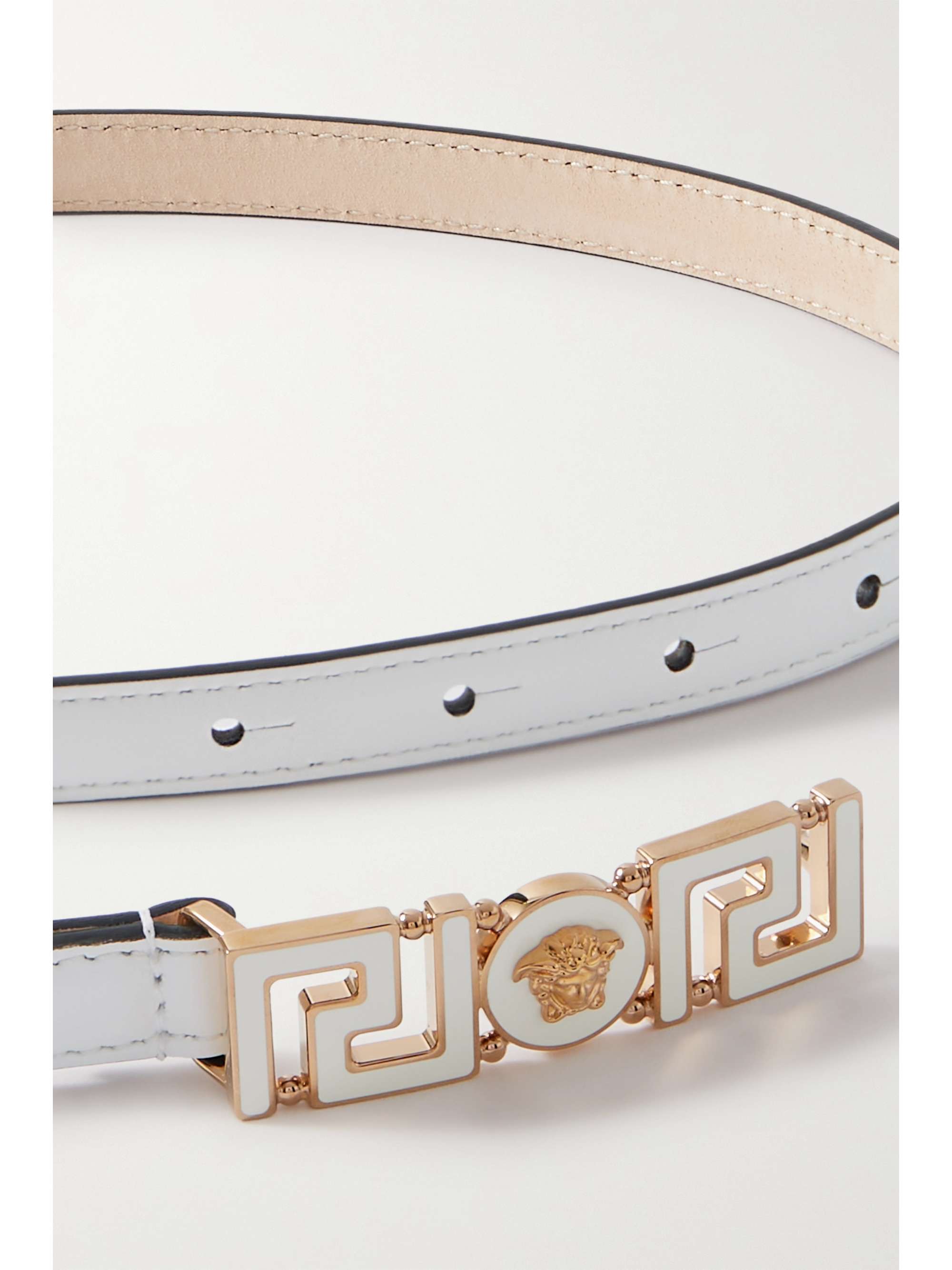 Versace Leather Belt In White