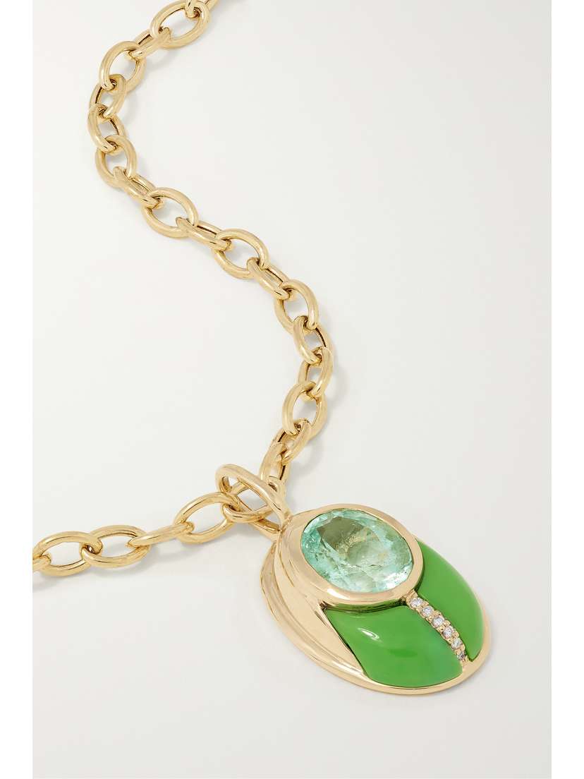 Mason and Books Love Bug 14-karat Gold Multi-stone Necklace