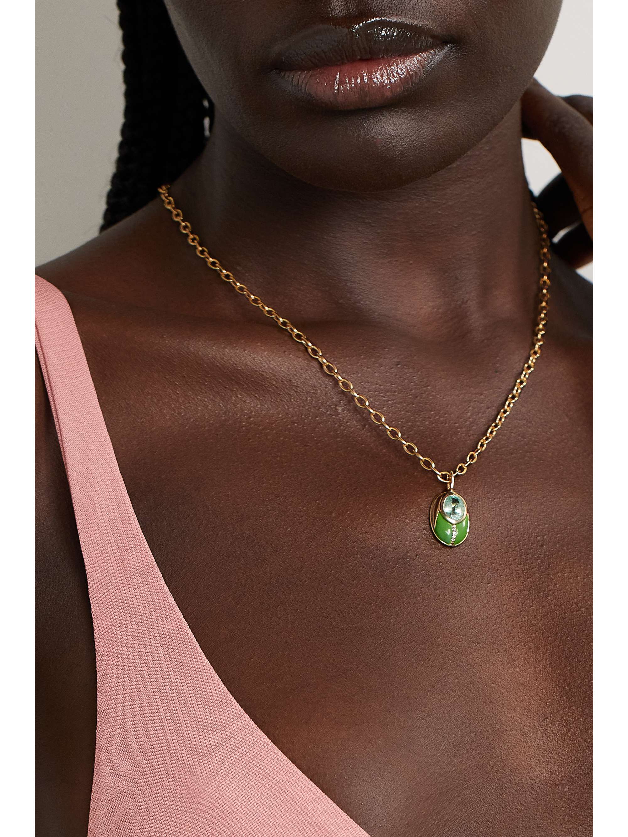 MASON AND BOOKS Love Bug 14-karat gold multi-stone necklace