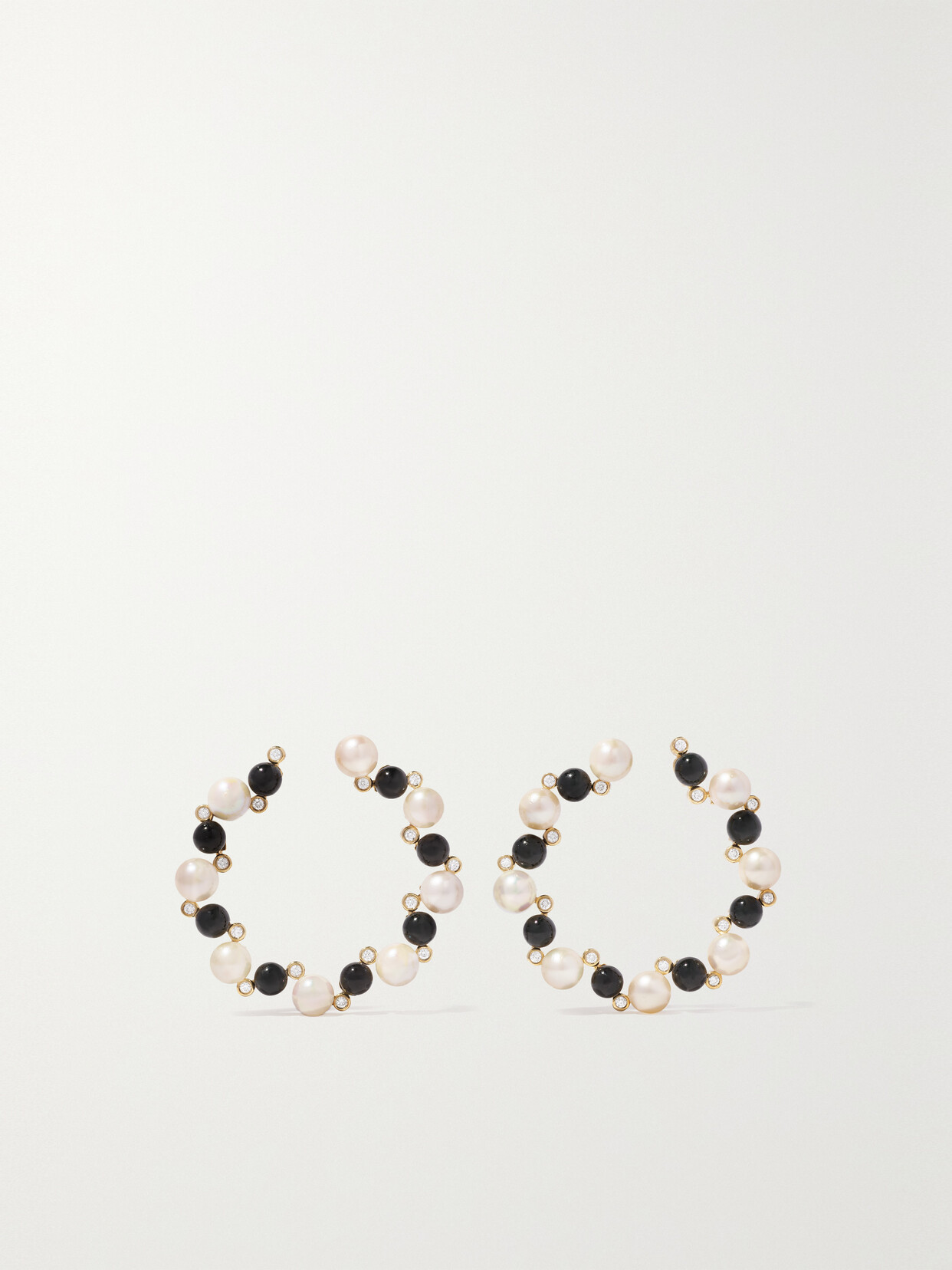 Mason And Books Scattered Love 14-karat Gold Multi-stone Hoop Earrings
