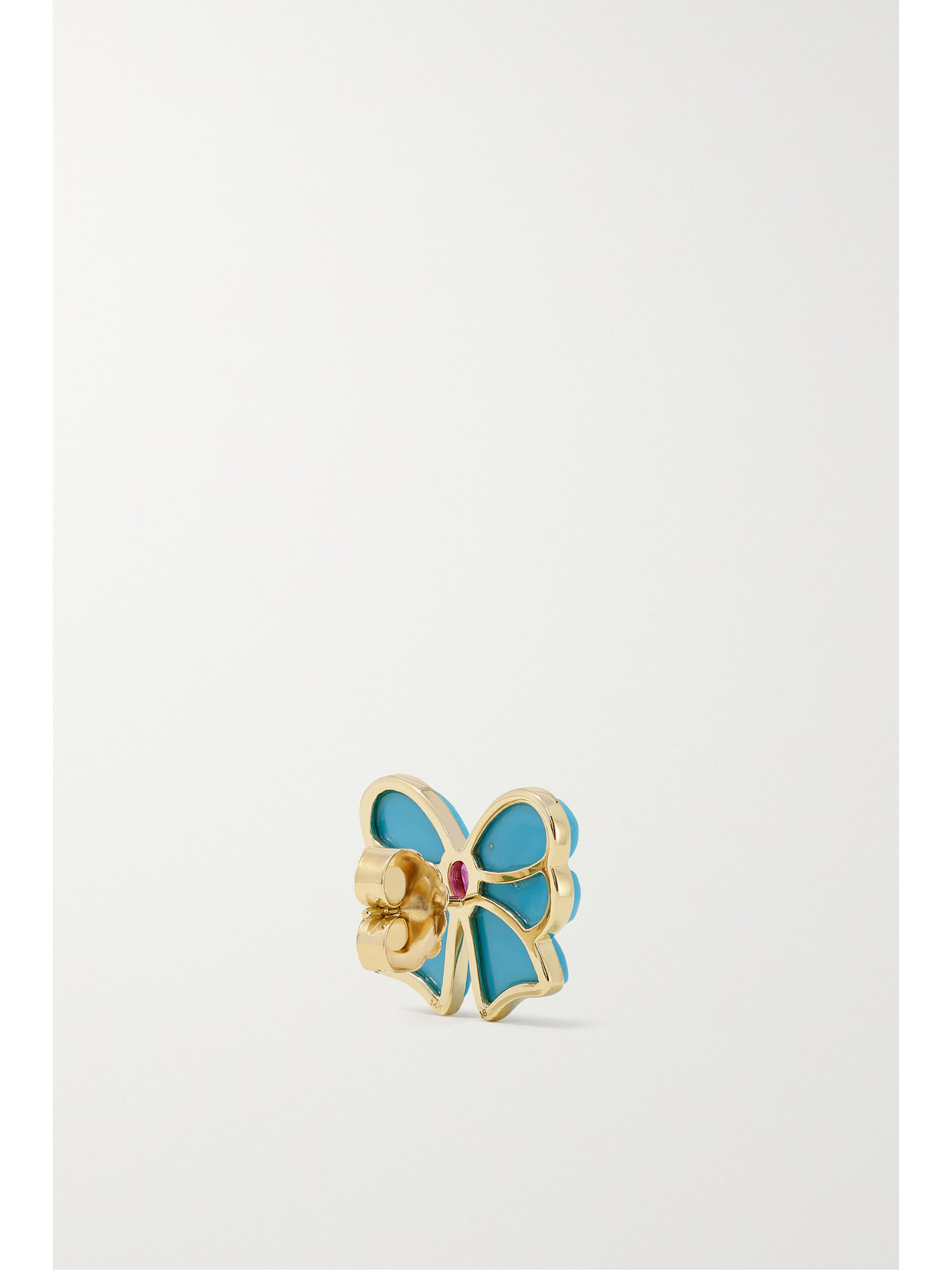 Mason And Books Berkeley Small Bow 14-karat Gold, Turquoise And Pink Sapphire Earrings In Blue