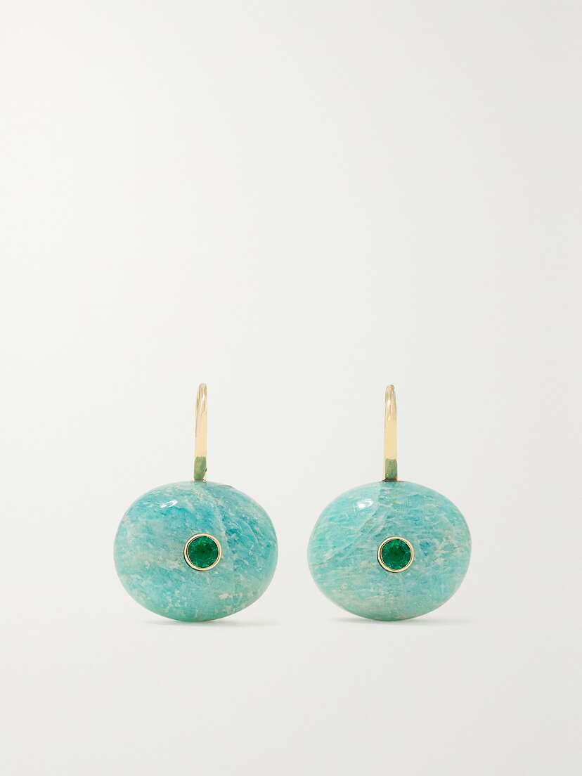 Mason and Books Milestone 14-karat Gold, Amazonite And Emerald Earrings