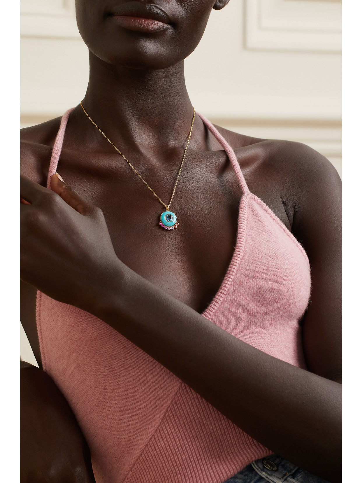 Shop Emily P Wheeler + Net Sustain Anna 18-karat Recycled Gold Multi-stone Necklace In Blue