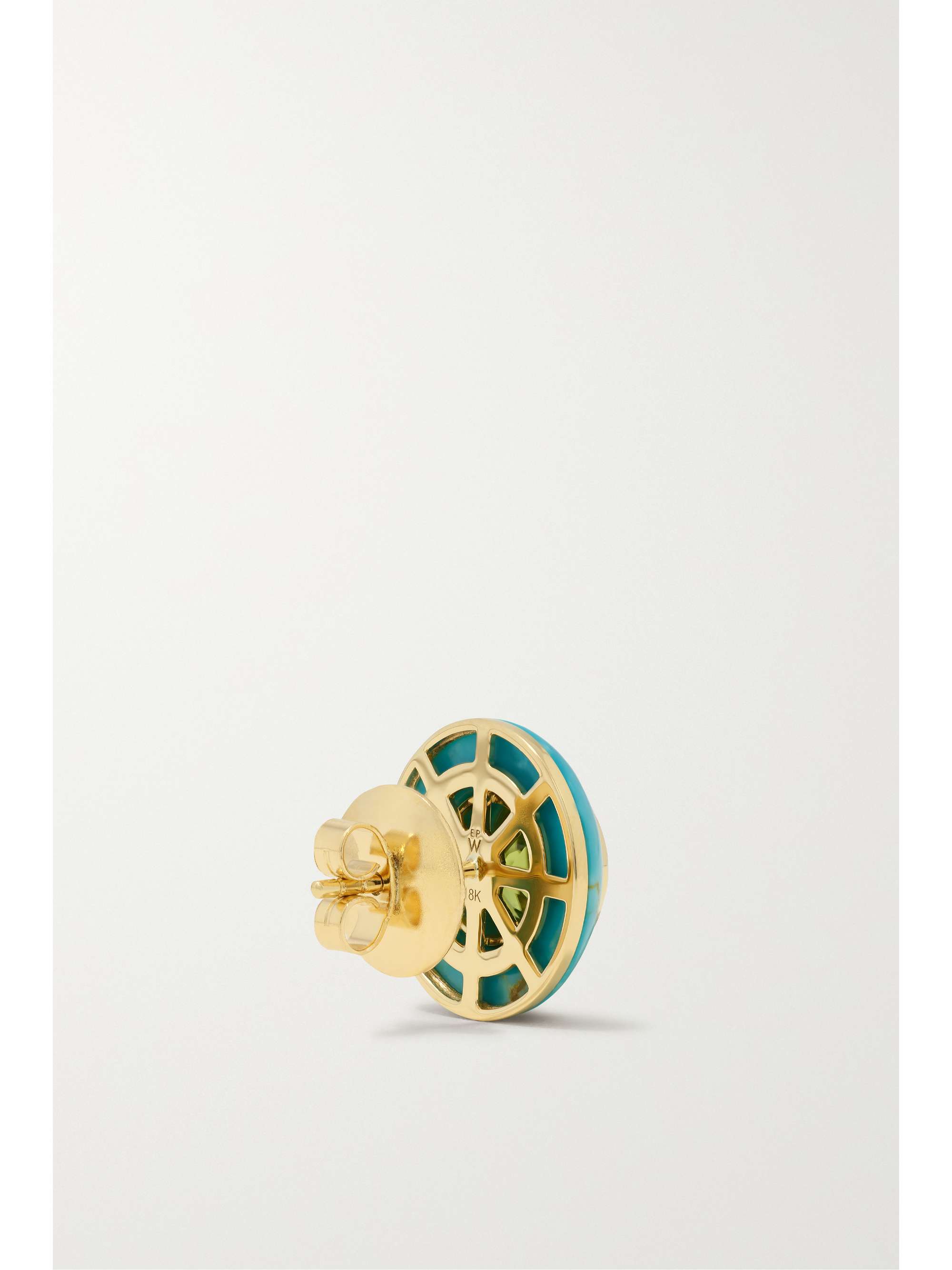 EMILY P. WHEELER + NET SUSTAIN Bernadette Button 18-karat recycled gold, peridot and turquoise earrings