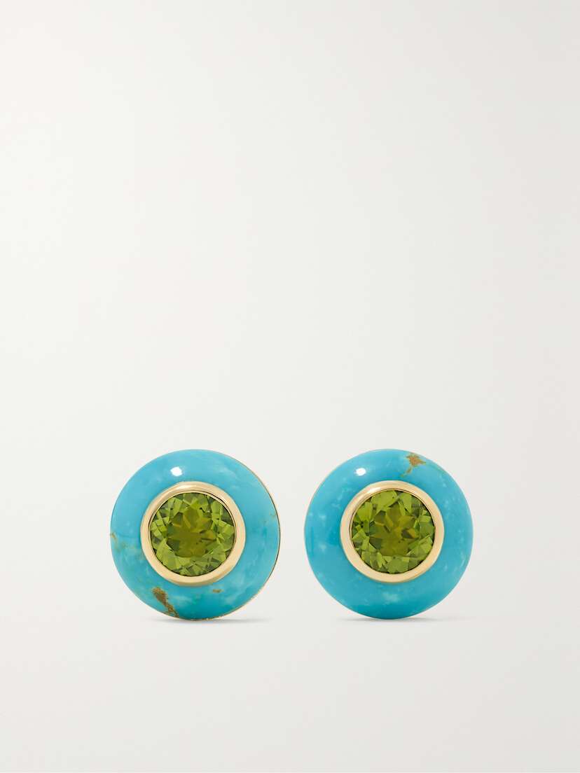 Emily P. Wheeler + Net Sustain Bernadette Button 18-karat Recycled Gold, Peridot And Turquoise Earrings