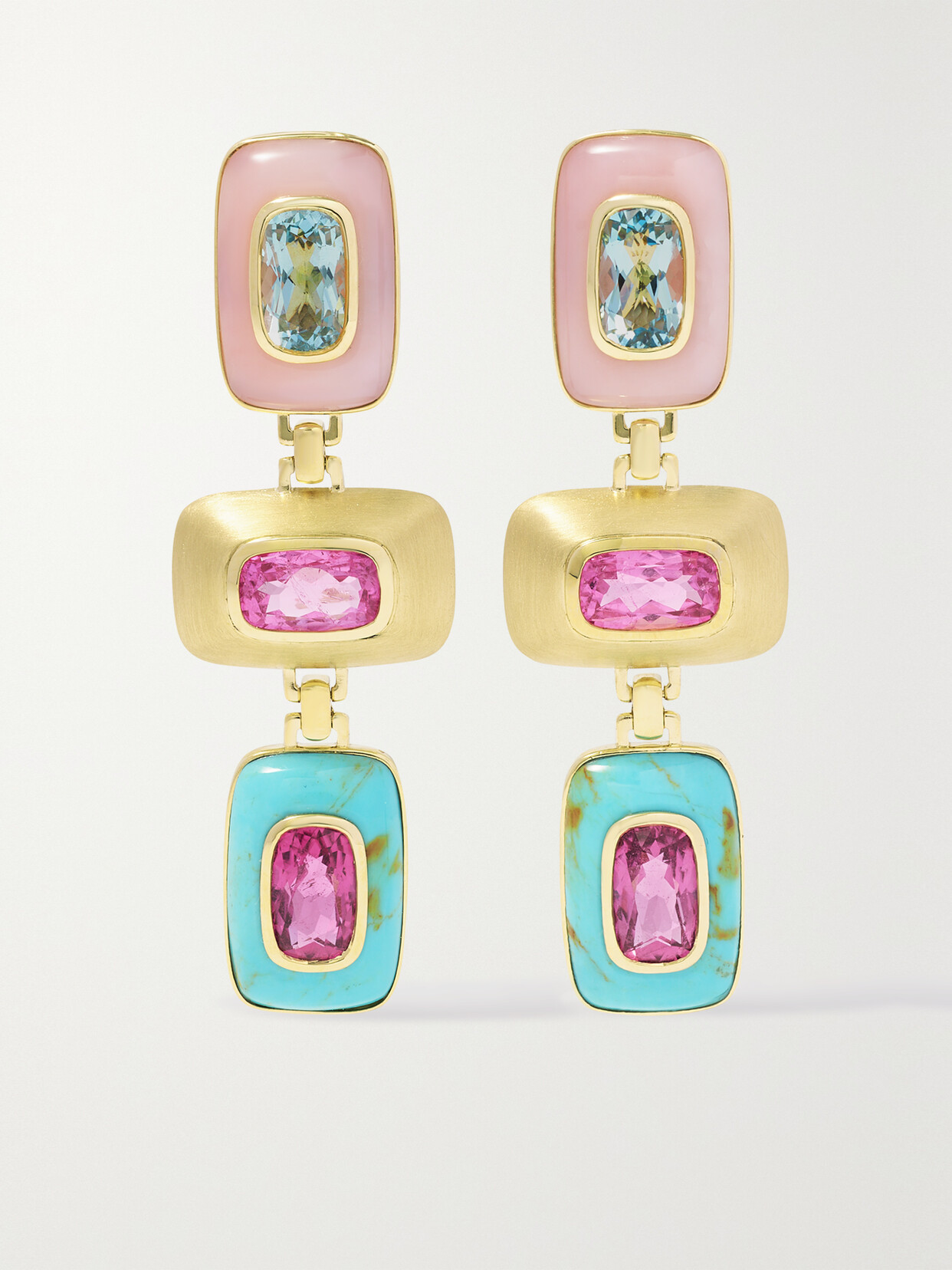 Emily P. Wheeler - Bernadette Patchwork 18-karat Gold Multi-stone Earrings - Pink