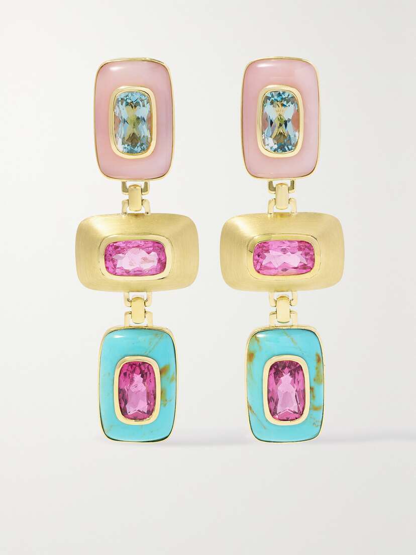Emily P. Wheeler Bernadette Patchwork 18-karat Gold Multi-stone Earrings