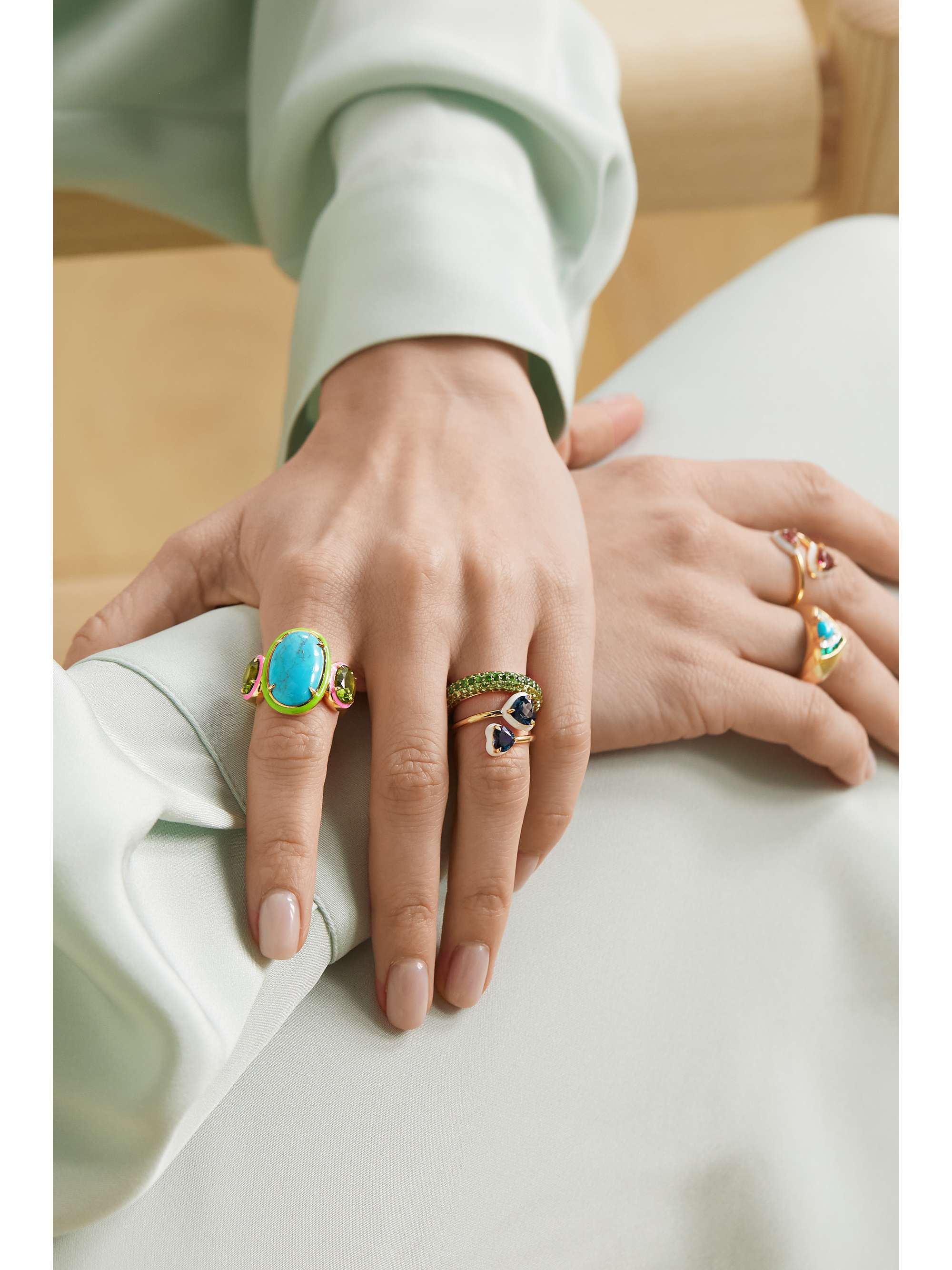 EMILY P. WHEELER + NET SUSTAIN Farrah 18-karat recycled gold, turquoise, peridot and enamel ring